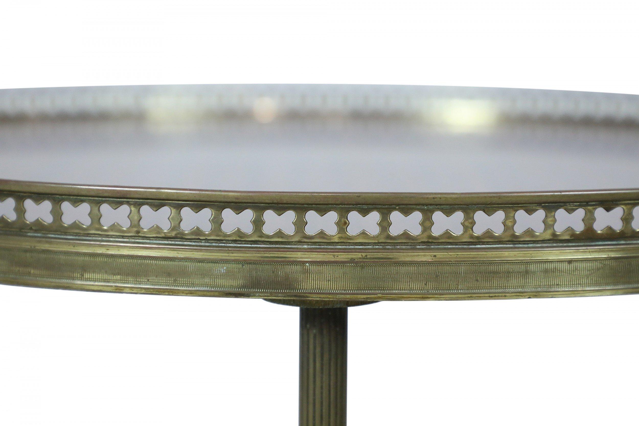 Wood French Louis XVI-Style Brass and Mahogany Circular Side Table / Gueridon