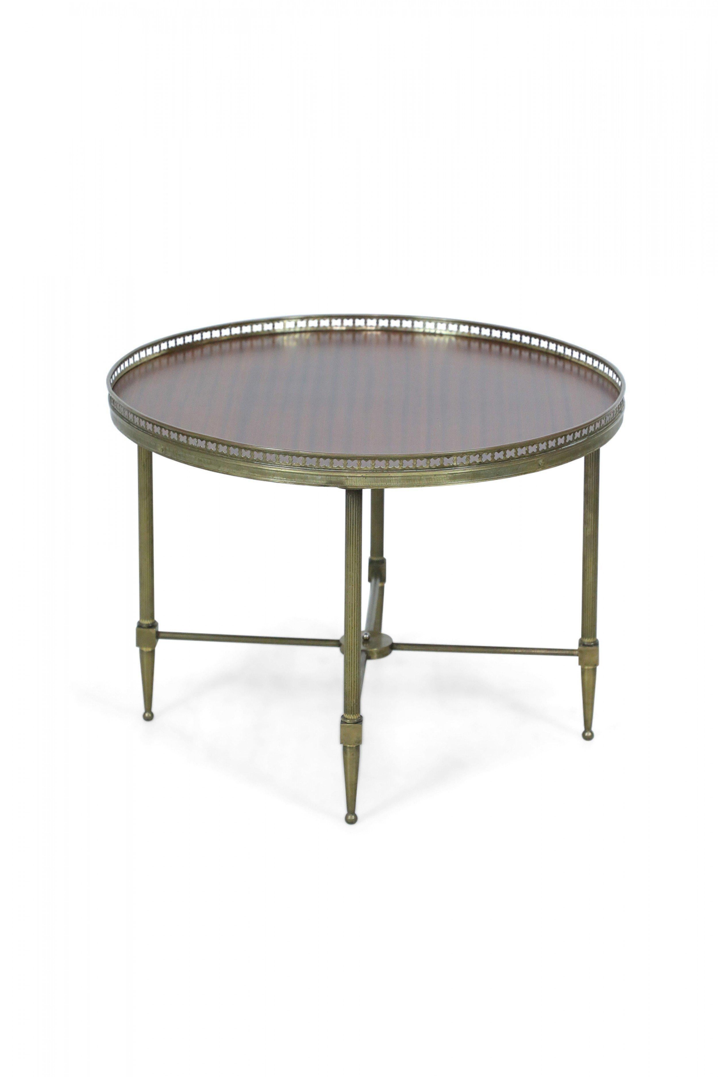 French Louis XVI-Style Brass and Mahogany Circular Side Table / Gueridon 3
