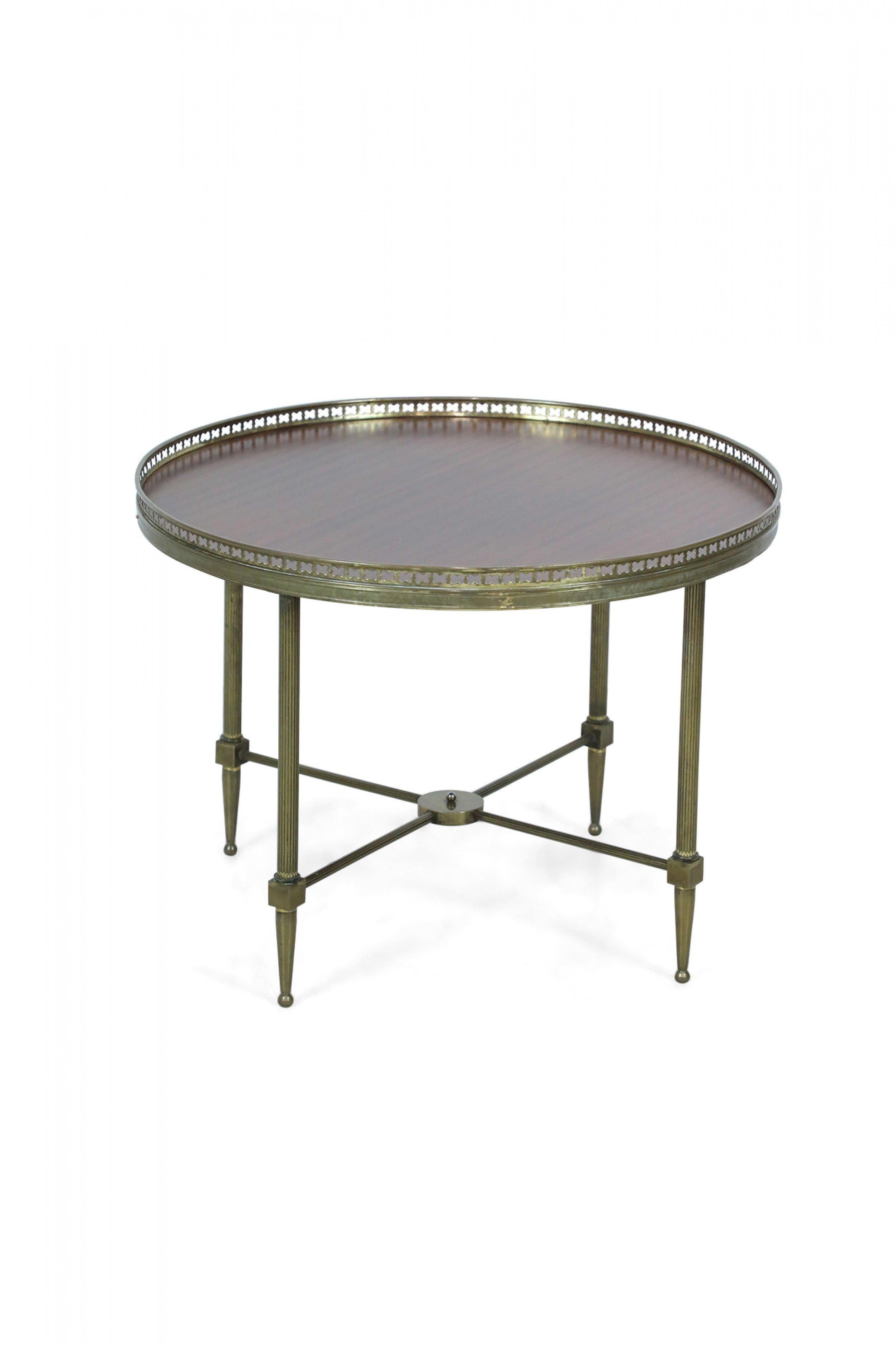 French Louis XVI-Style Brass and Mahogany Circular Side Table / Gueridon 4