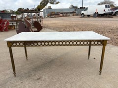 Mesa Cocktail Francesa de Latón y Mármol Estilo Luis XVI