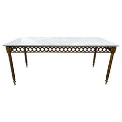 Mesa Cocktail Francesa de Latón y Mármol Estilo Luis XVI