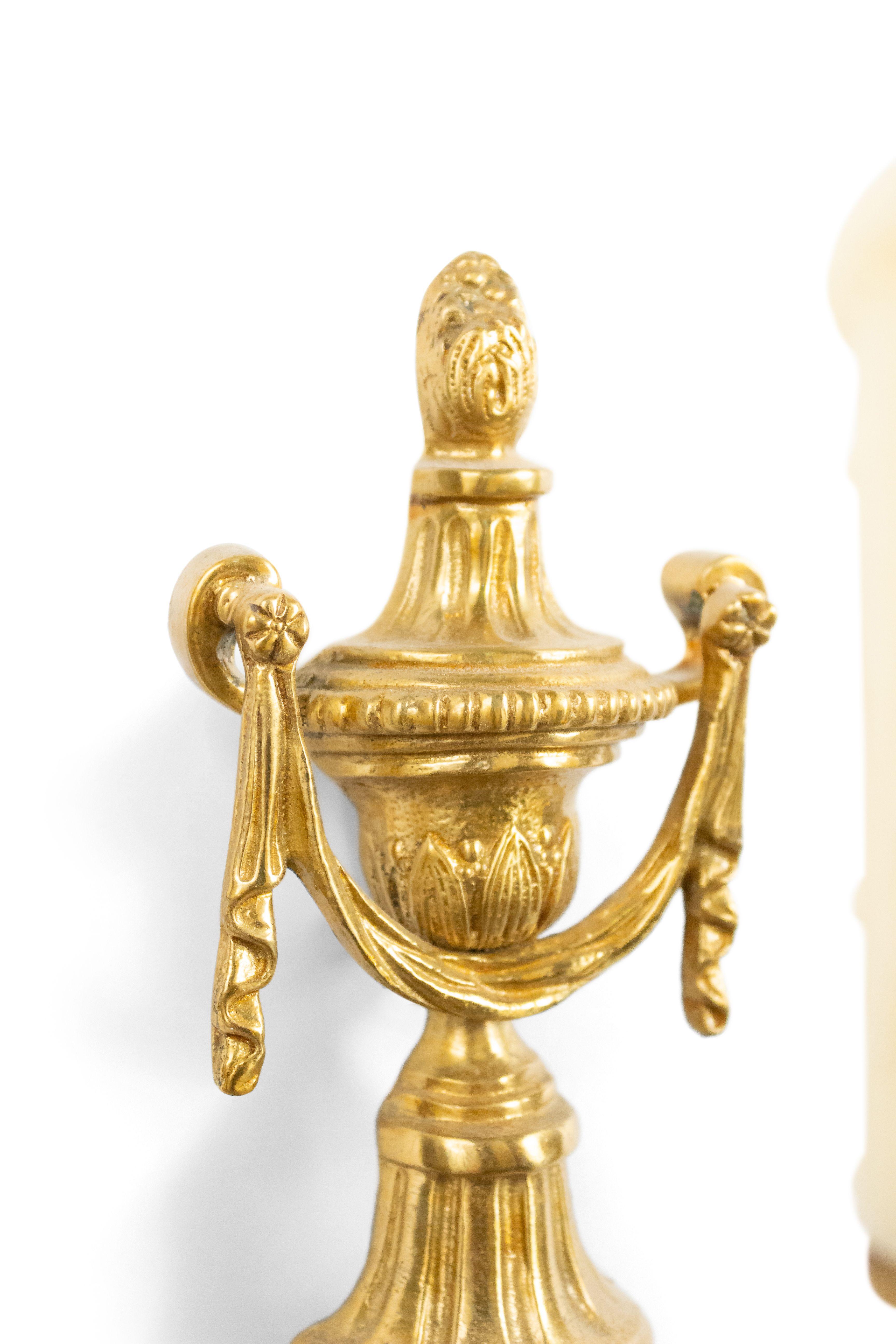 French Louis XVI Style Brass Wall Sconces For Sale 1