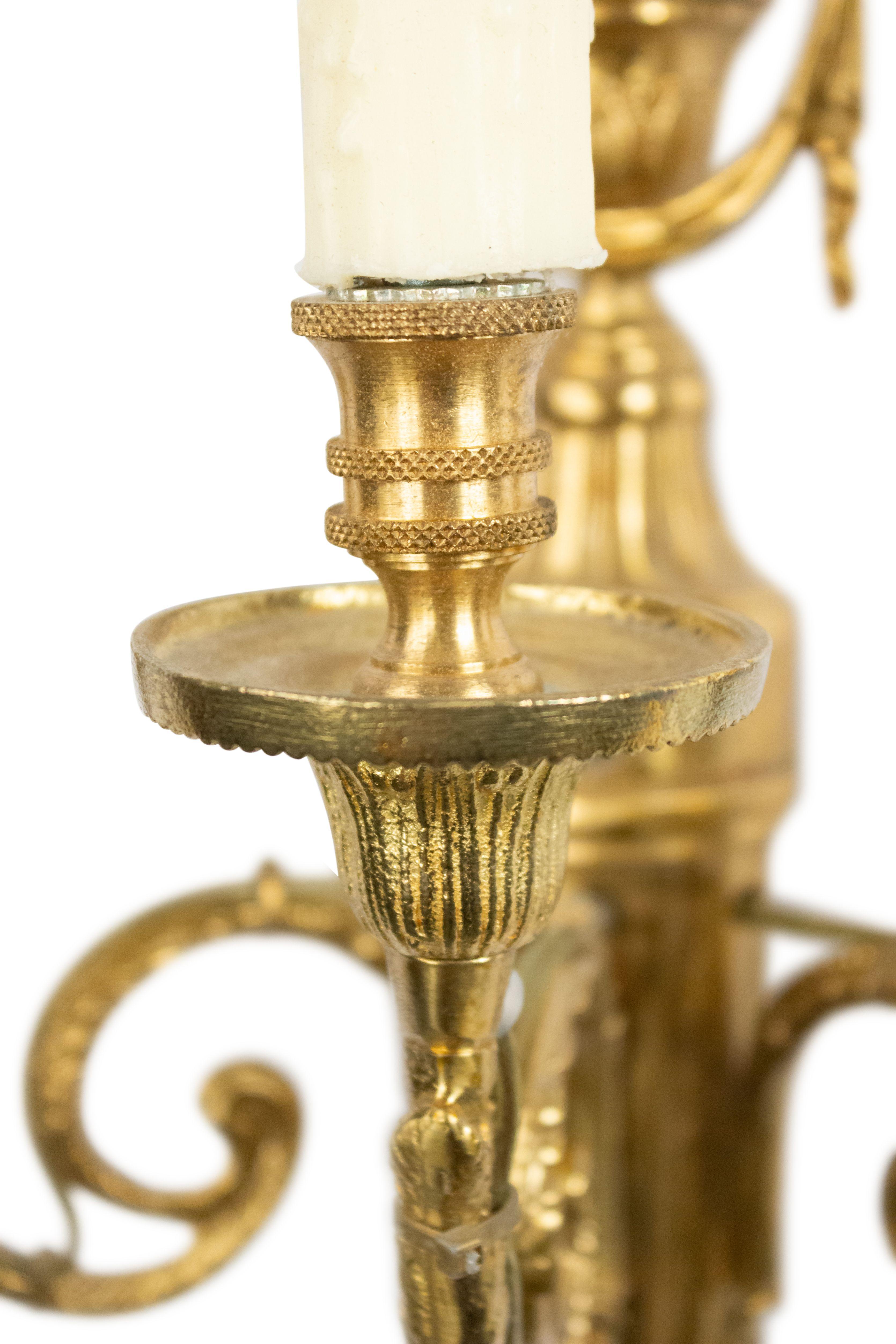 French Louis XVI Style Brass Wall Sconces For Sale 2