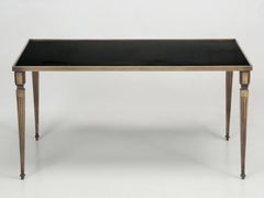 French Louis XVI Style Jansen Inspired Bronze Black Glass Coffee Table Any Size