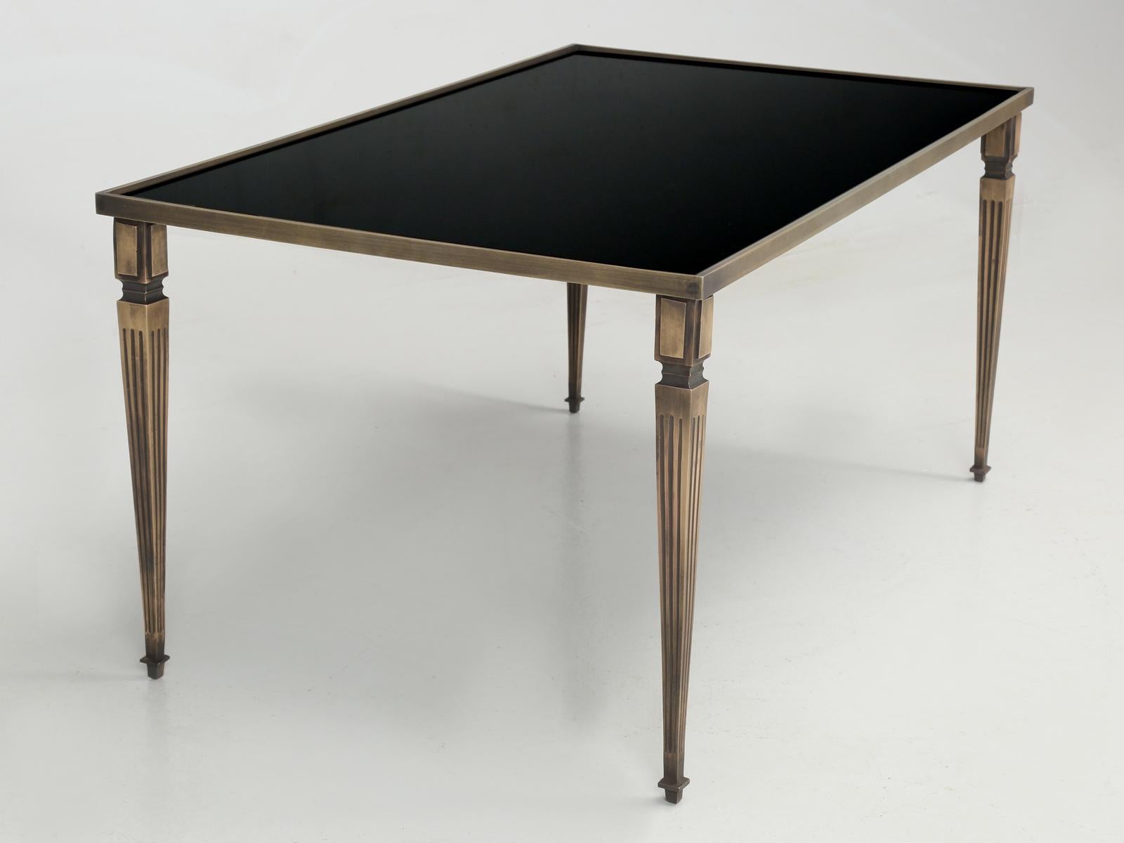 black and bronze coffee table