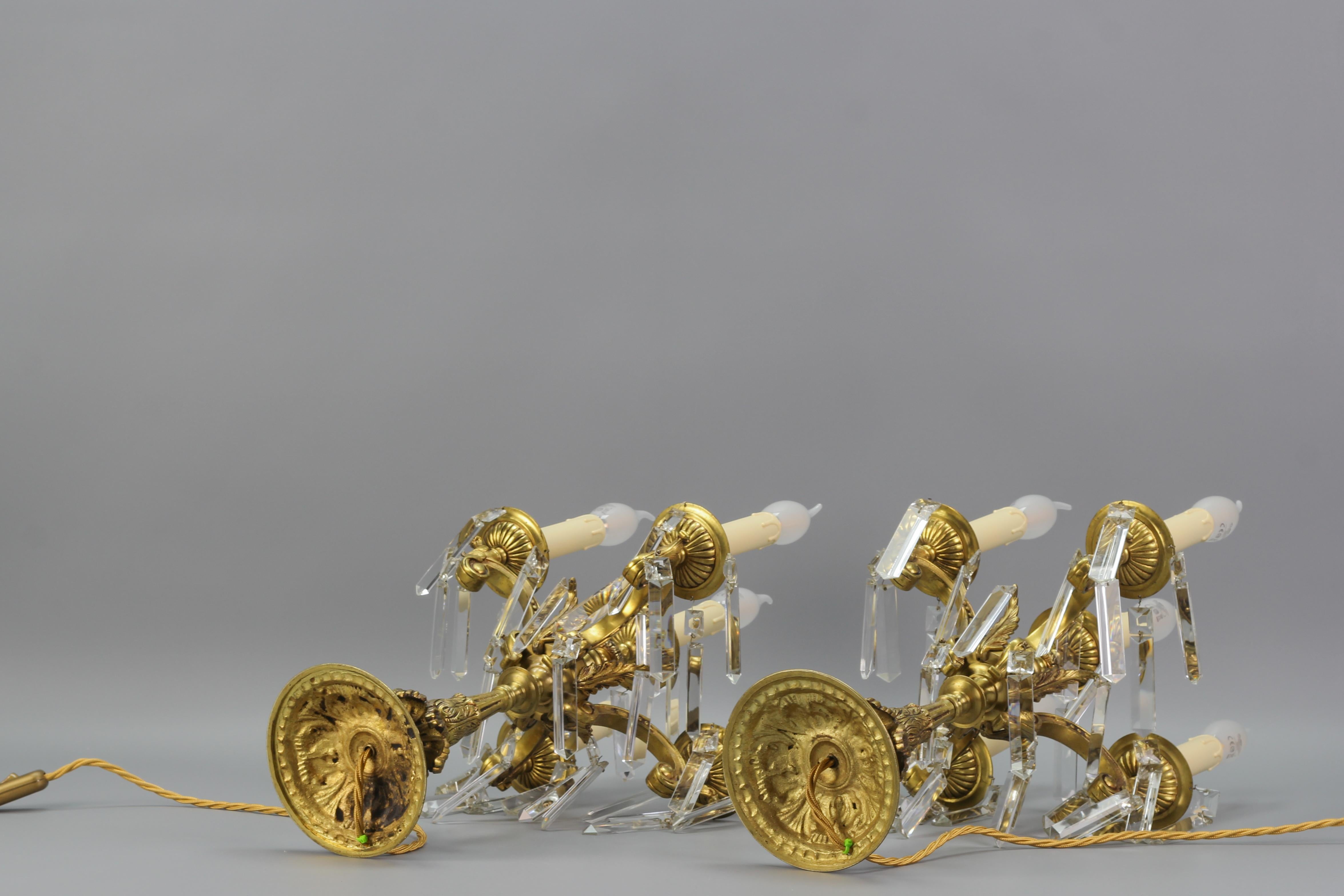Lampes de bureau françaises de style Louis XVI en bronze et cristal, lot de 2 en vente 10
