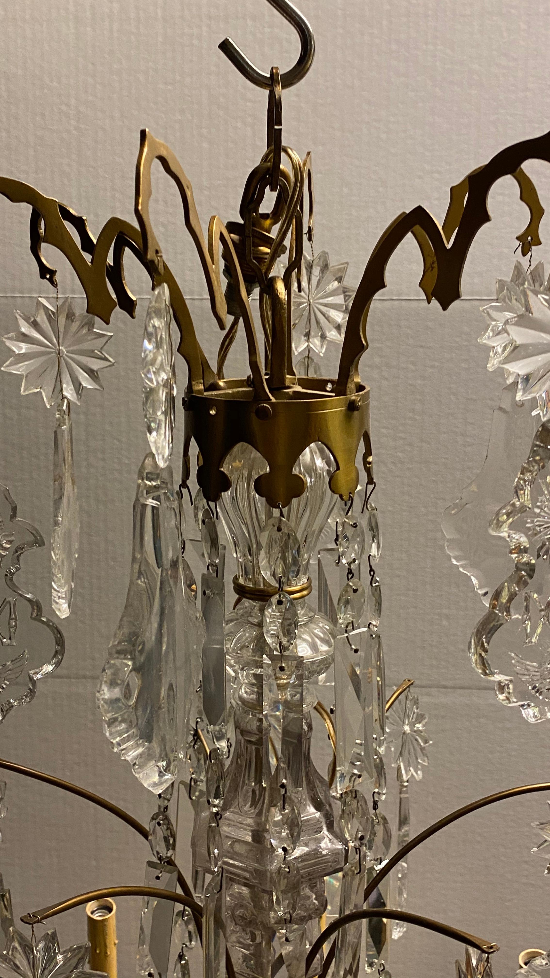 Early 20th Century French Louis XVI Style Bronze and Crystal Chandelier Attributed to Baccarat For Sale