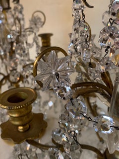 French Louis XVI Style Bronze and Crystal Girandoles