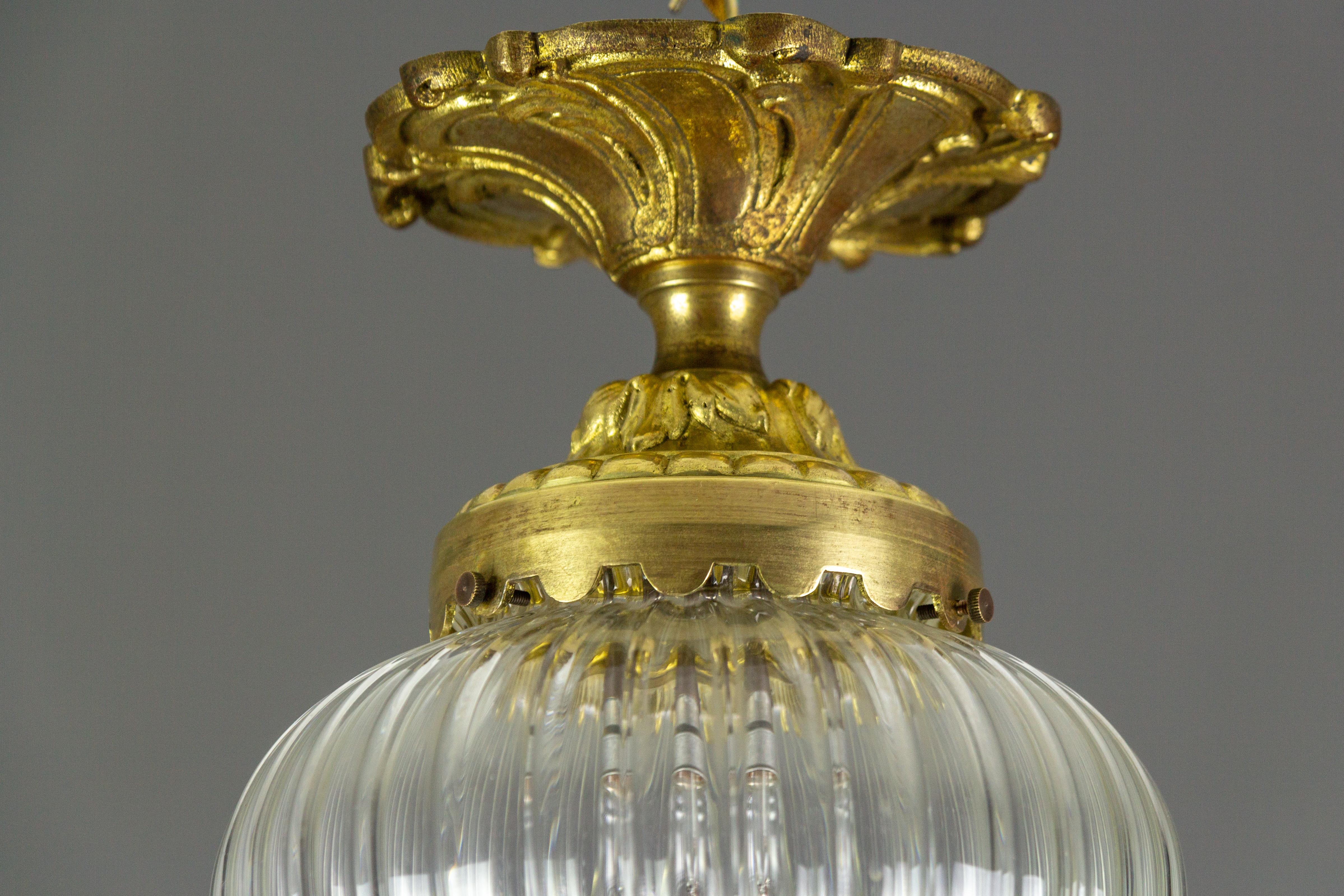 French Louis XVI Style Bronze and Glass Ceiling Light, 1920s 6