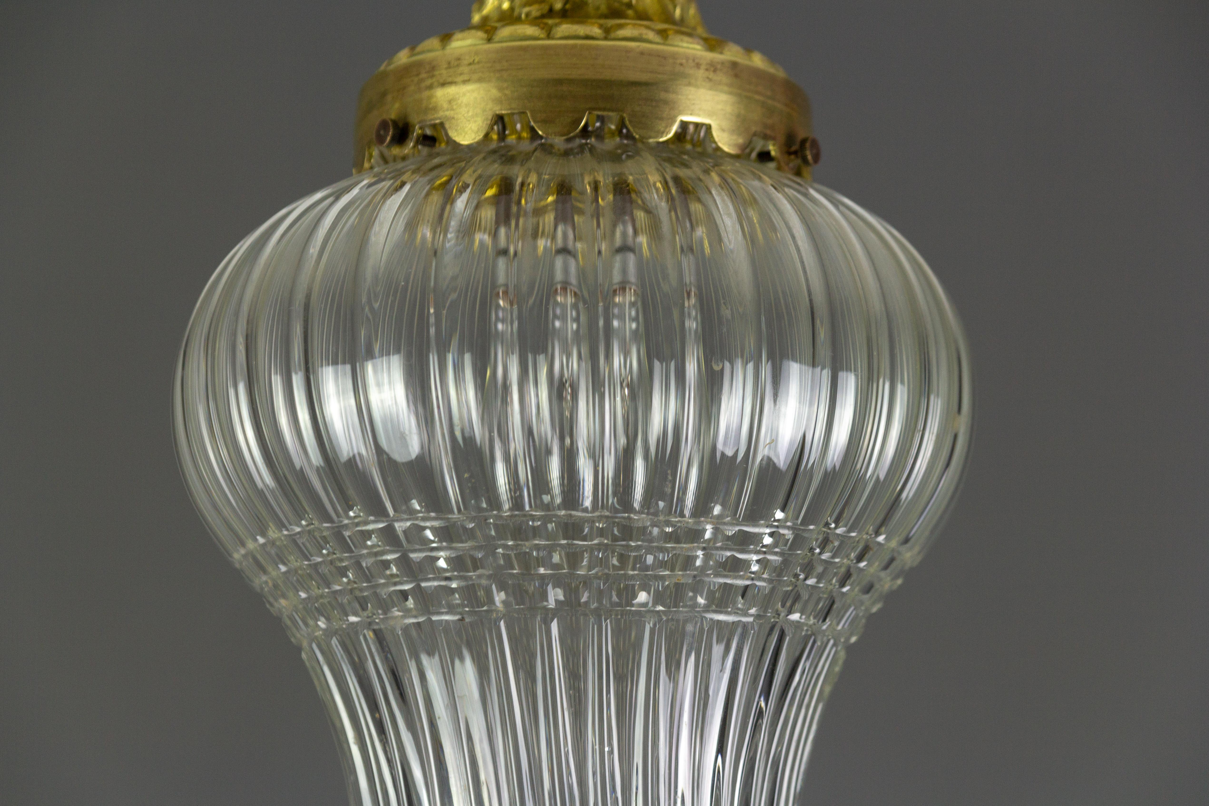 French Louis XVI Style Bronze and Glass Ceiling Light, 1920s 7