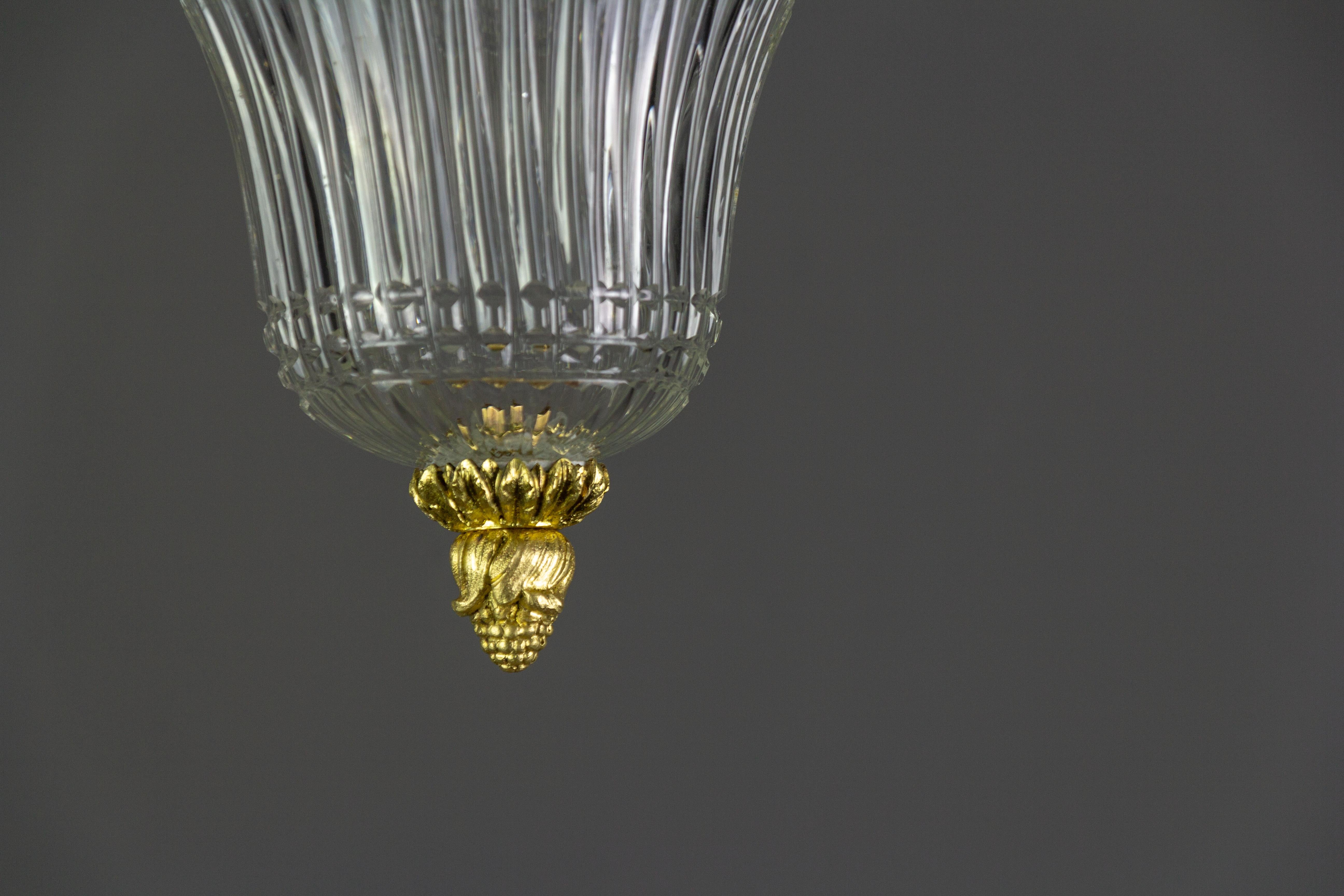 French Louis XVI Style Bronze and Glass Ceiling Light, 1920s 8