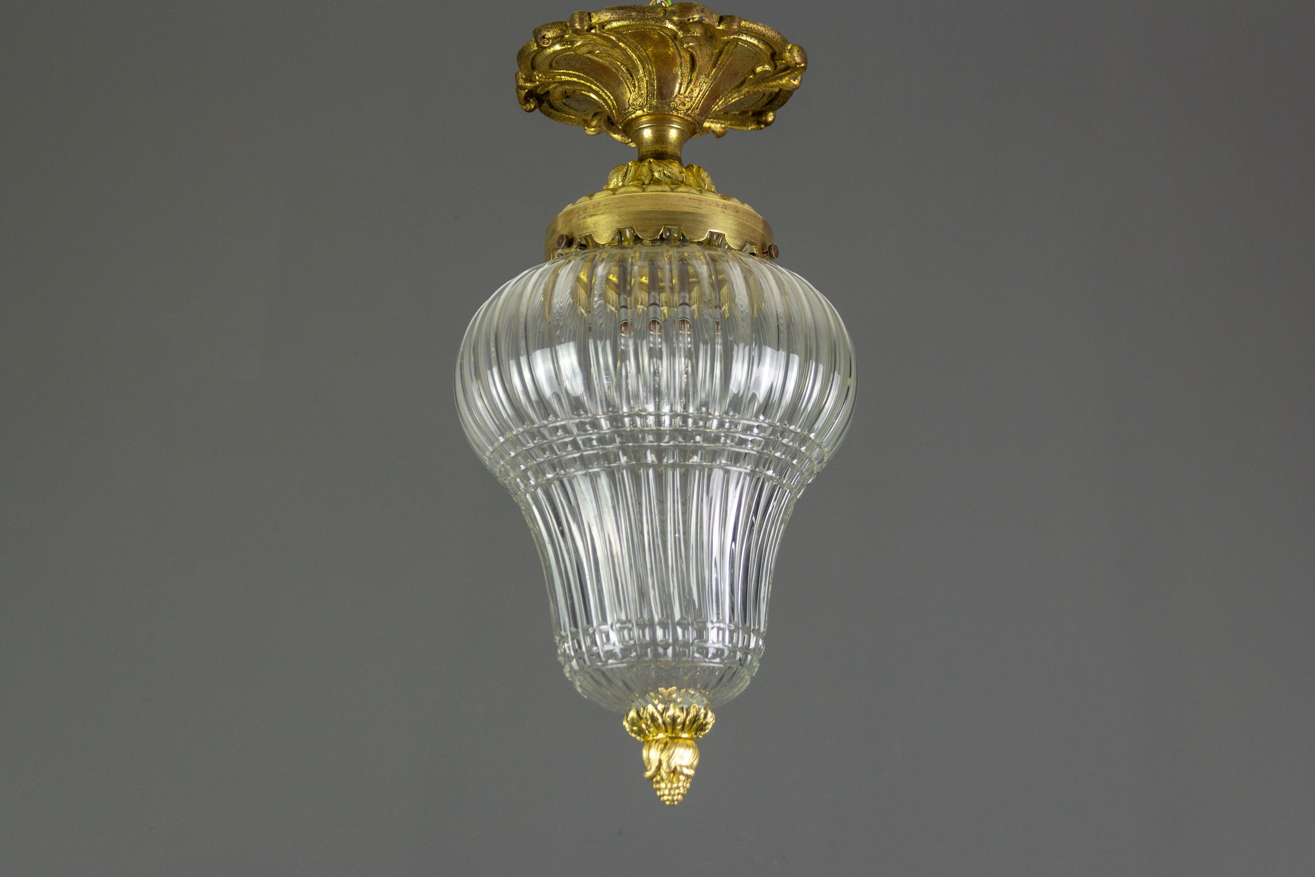French Louis XVI Style Bronze and Glass Ceiling Light, 1920s 16