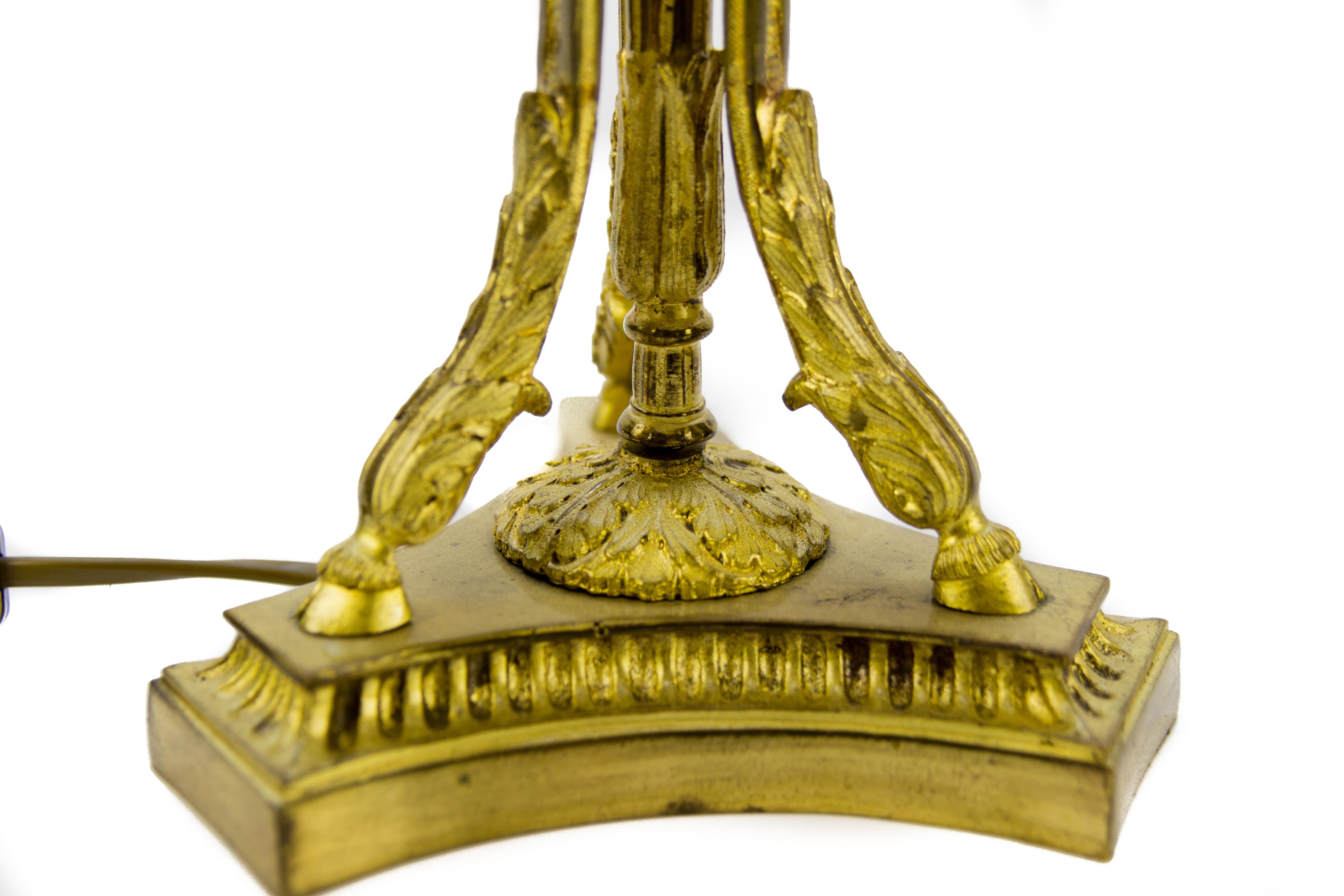 French Louis XVI Style Bronze and Marble Ram's Head Table Lamp 1