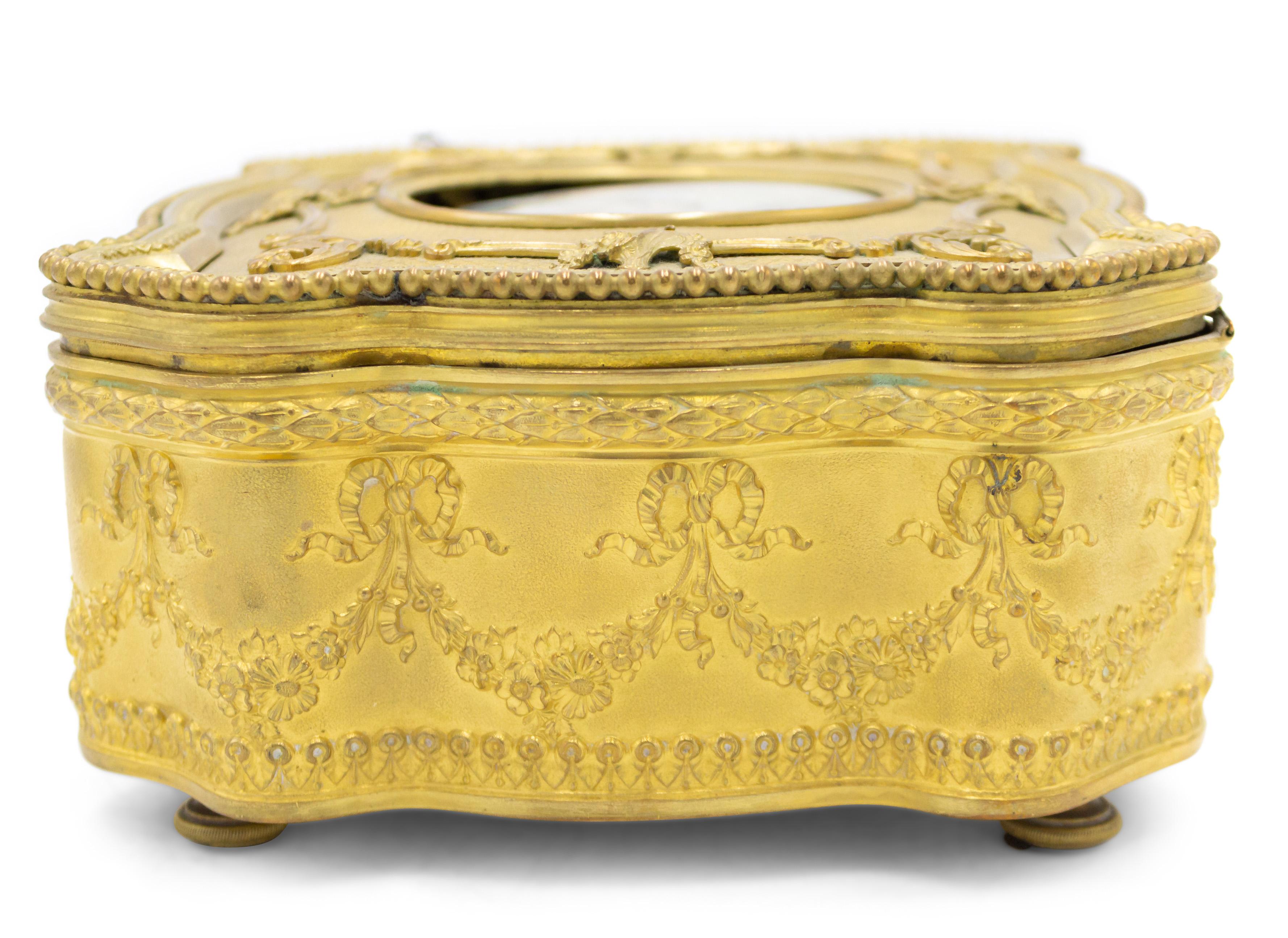 19th Century French Louis XVI Style Bronze Dore Box For Sale
