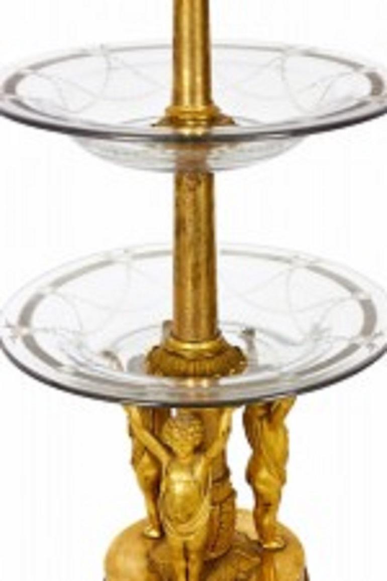 French Louis XVi Style Bronze Dore Cupid Centerpiece In Good Condition For Sale In Queens, NY