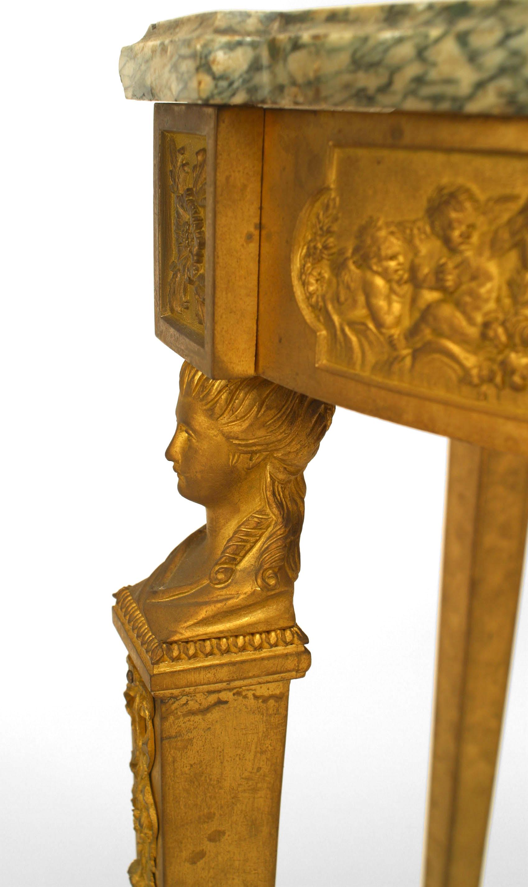 19th Century French Louis XVI Bronze Dore End Tables For Sale