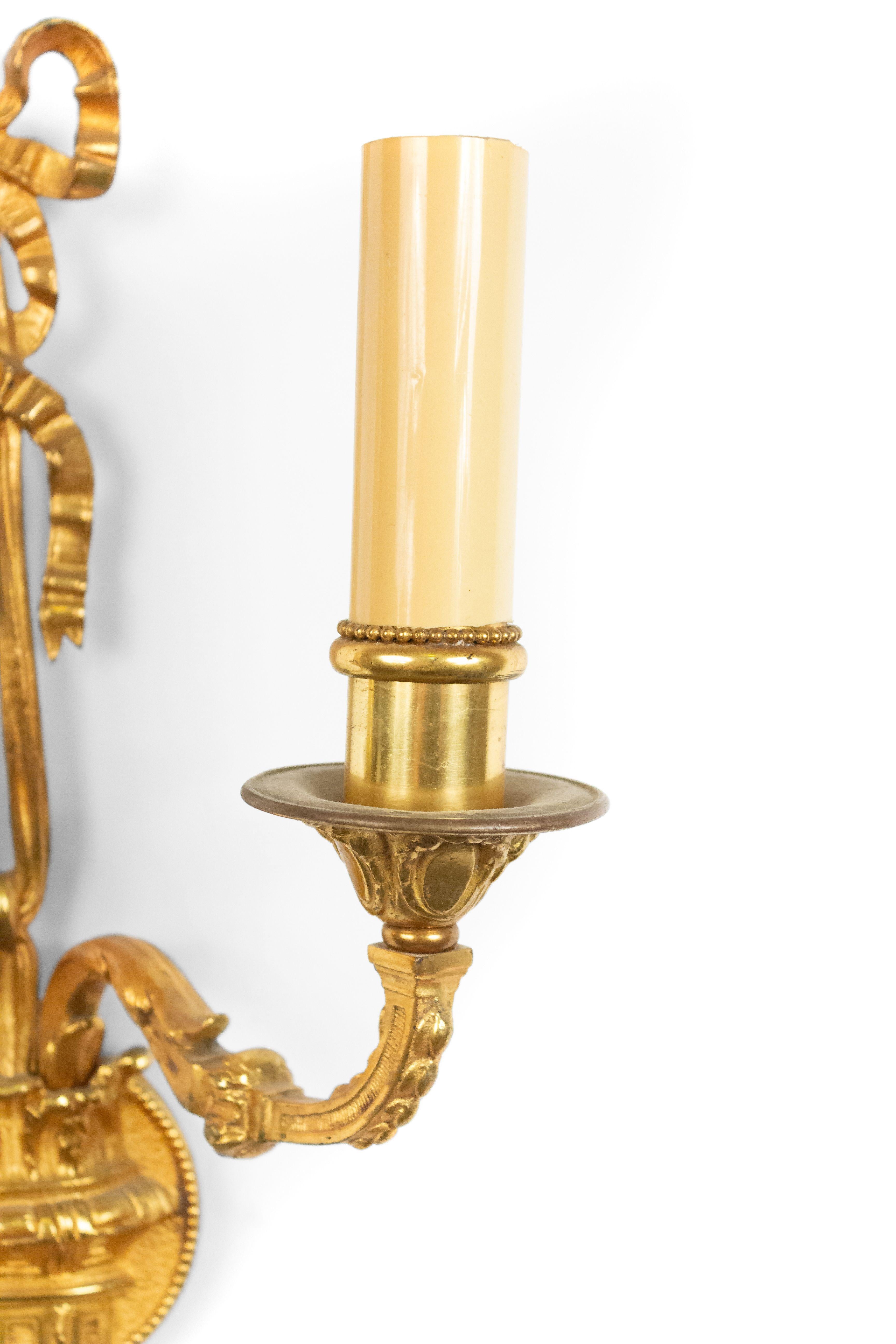French Louis XVI Style Bronze Dore Wall Sconces In Good Condition In New York, NY