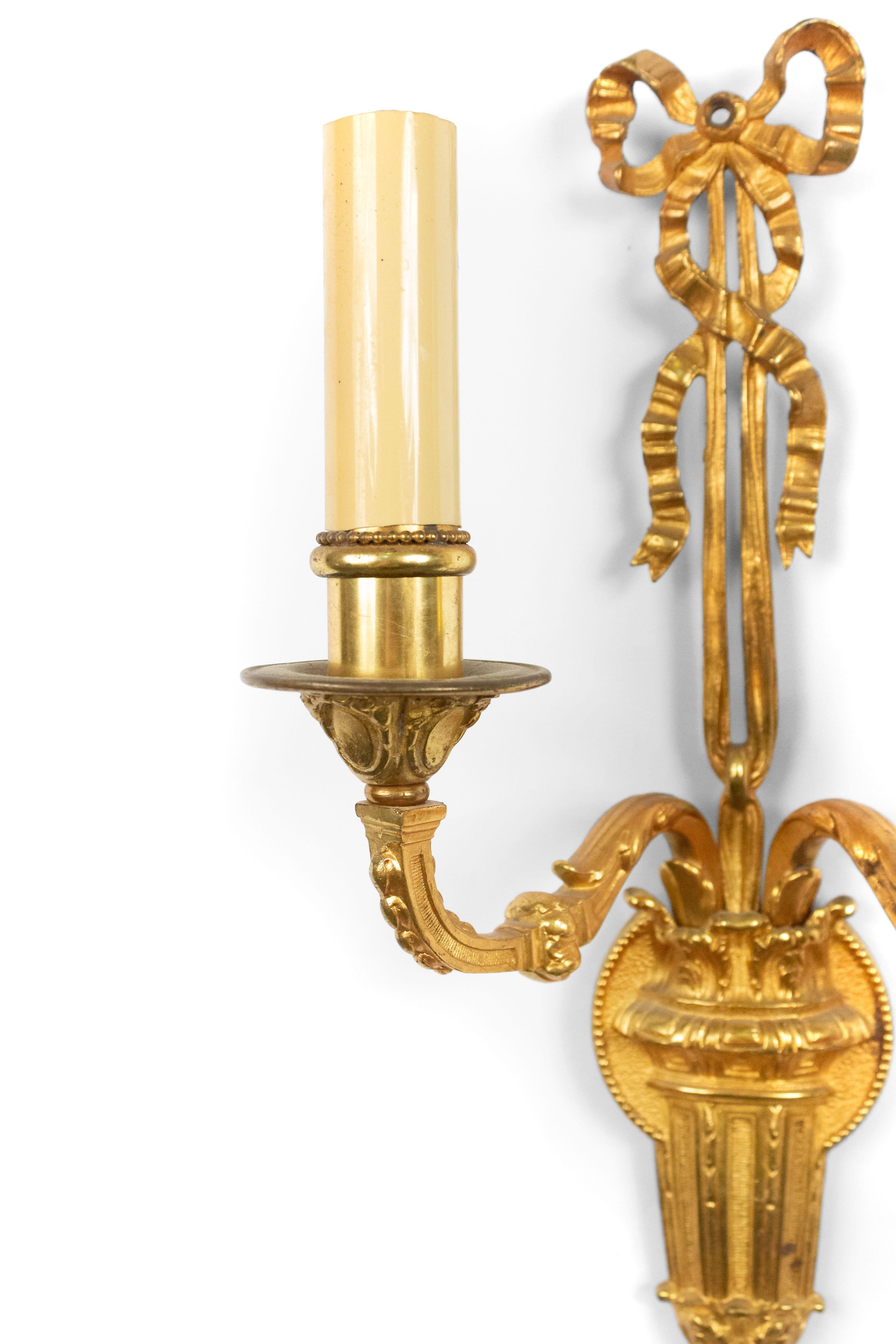19th Century French Louis XVI Style Bronze Dore Wall Sconces
