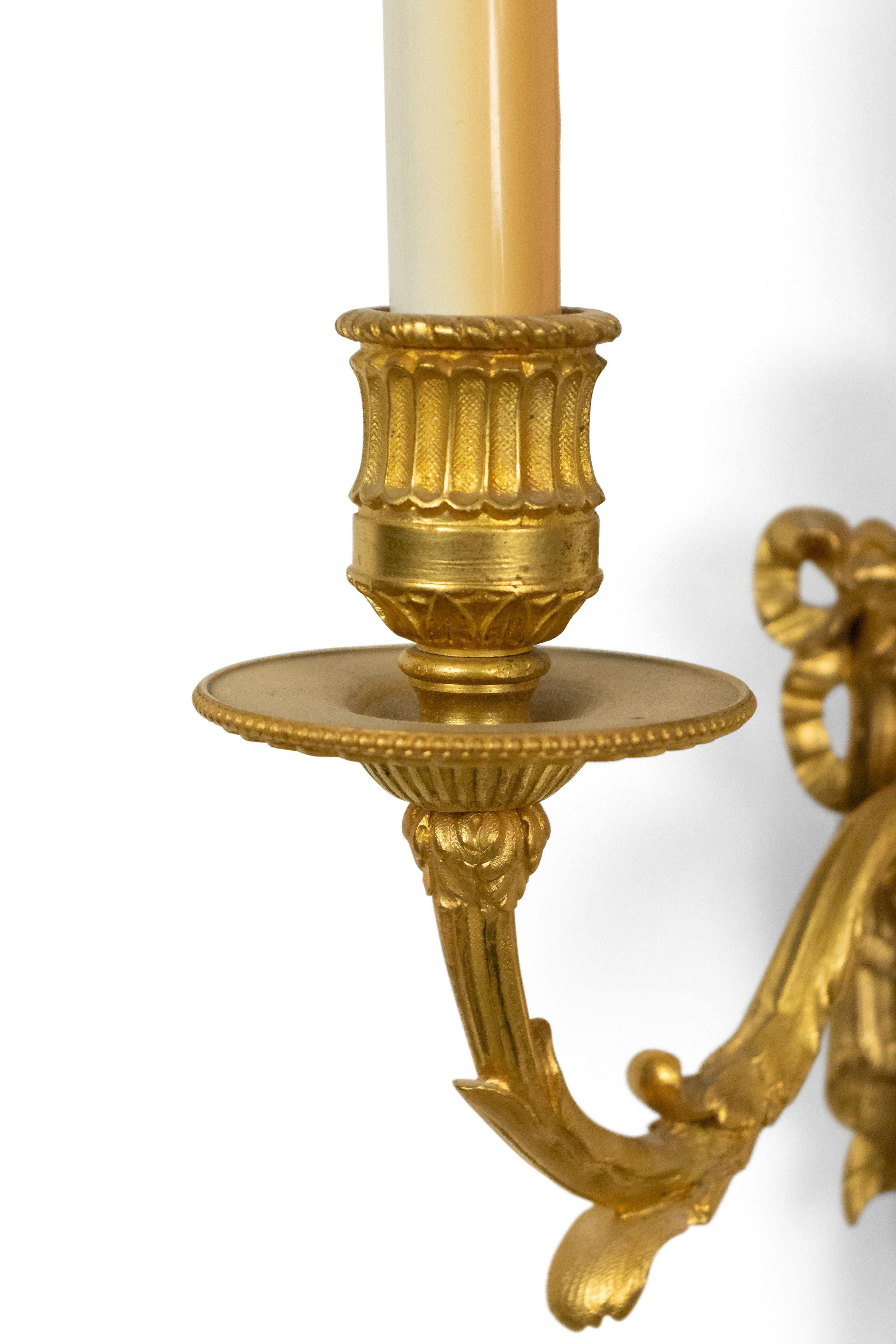19th Century French Louis XVI Style Bronze Dore Wall Sconces For Sale