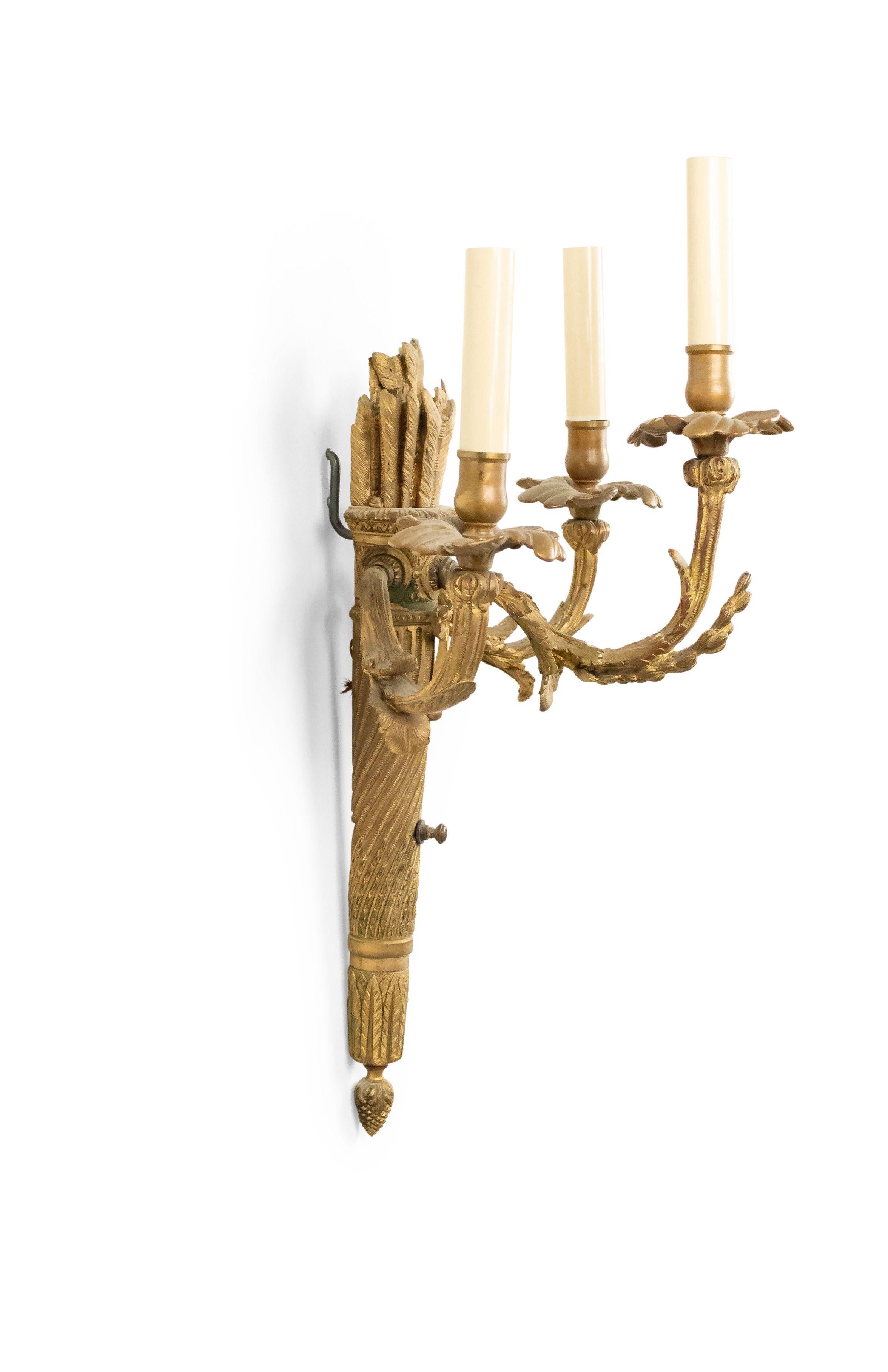 French Louis XVI Style Bronze Dore Wall Sconces For Sale 1
