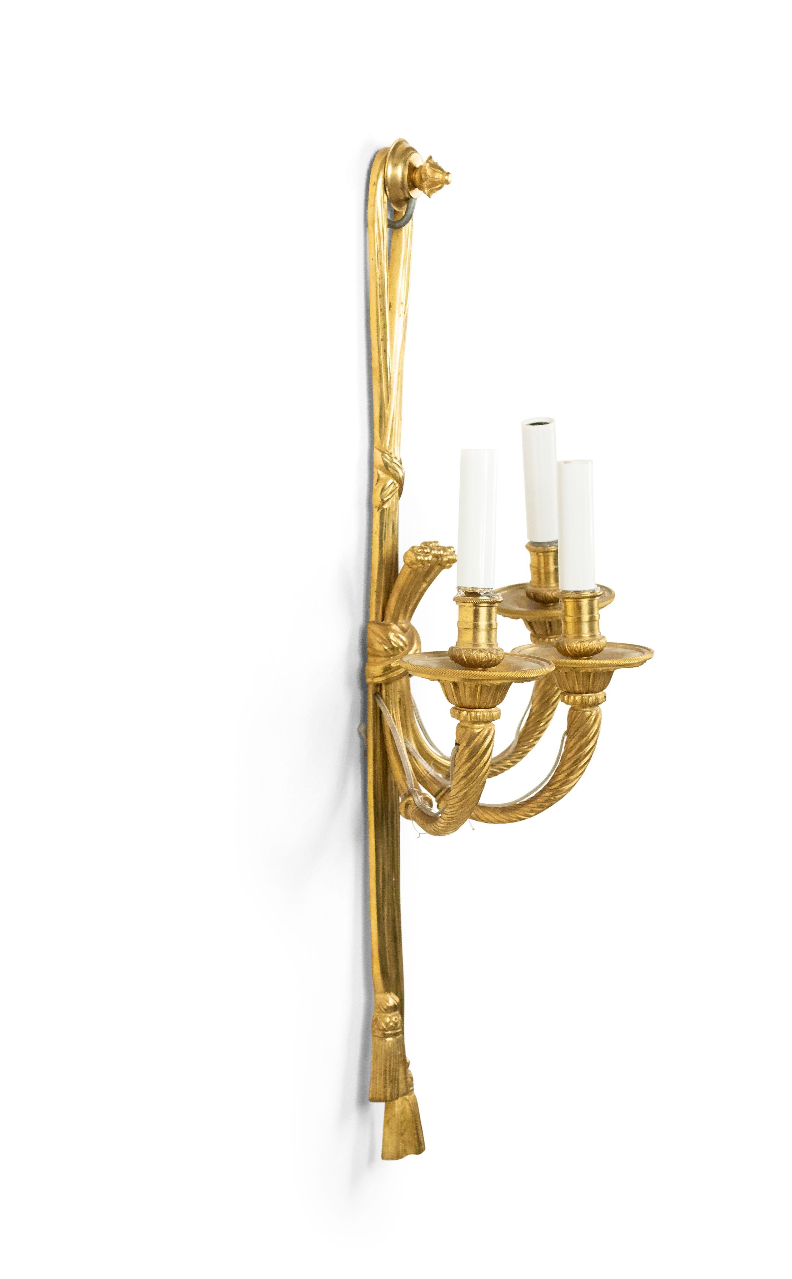 French Louis XVI Style Bronze Dore Wall Sconces 1