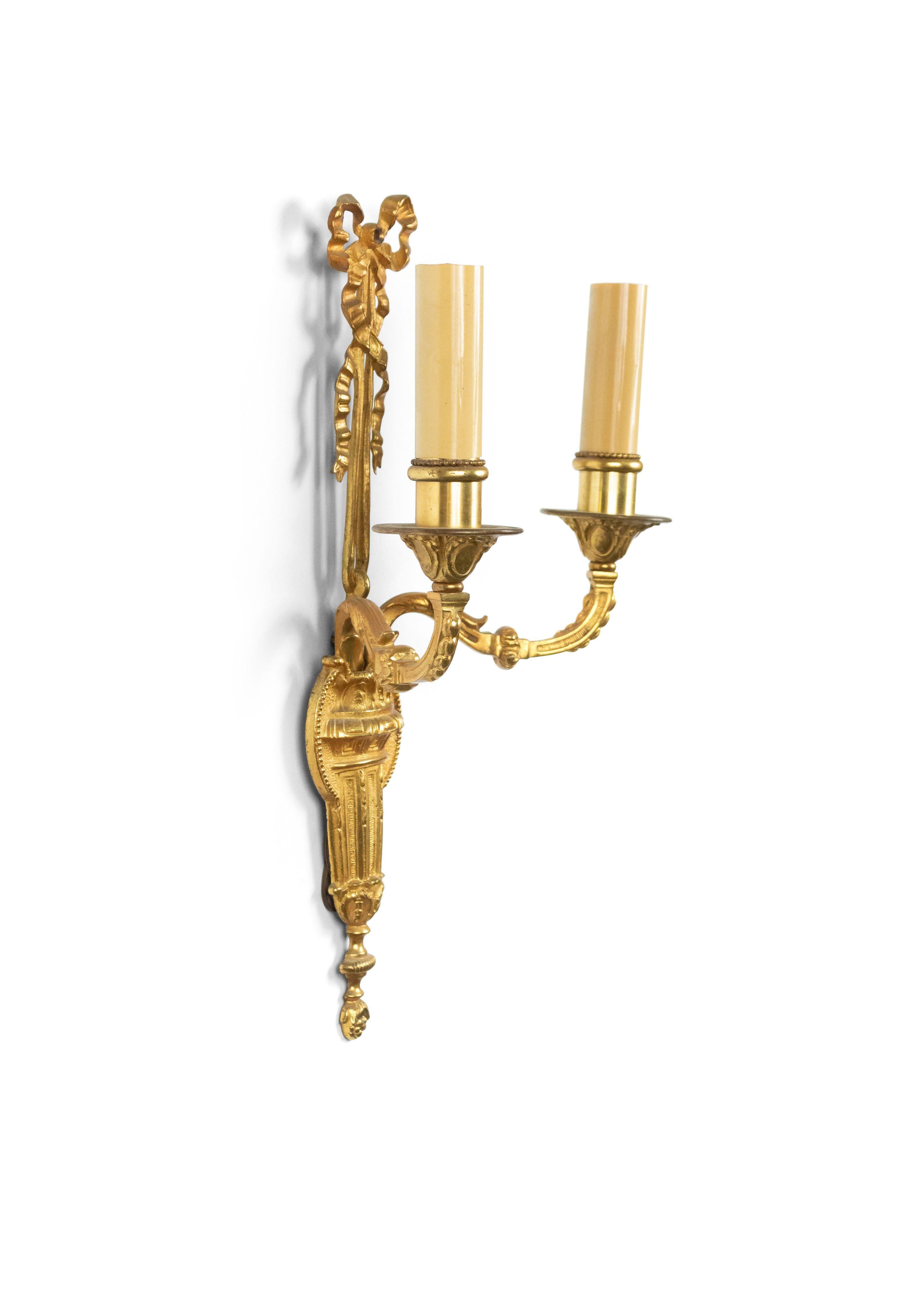 French Louis XVI Style Bronze Dore Wall Sconces 2