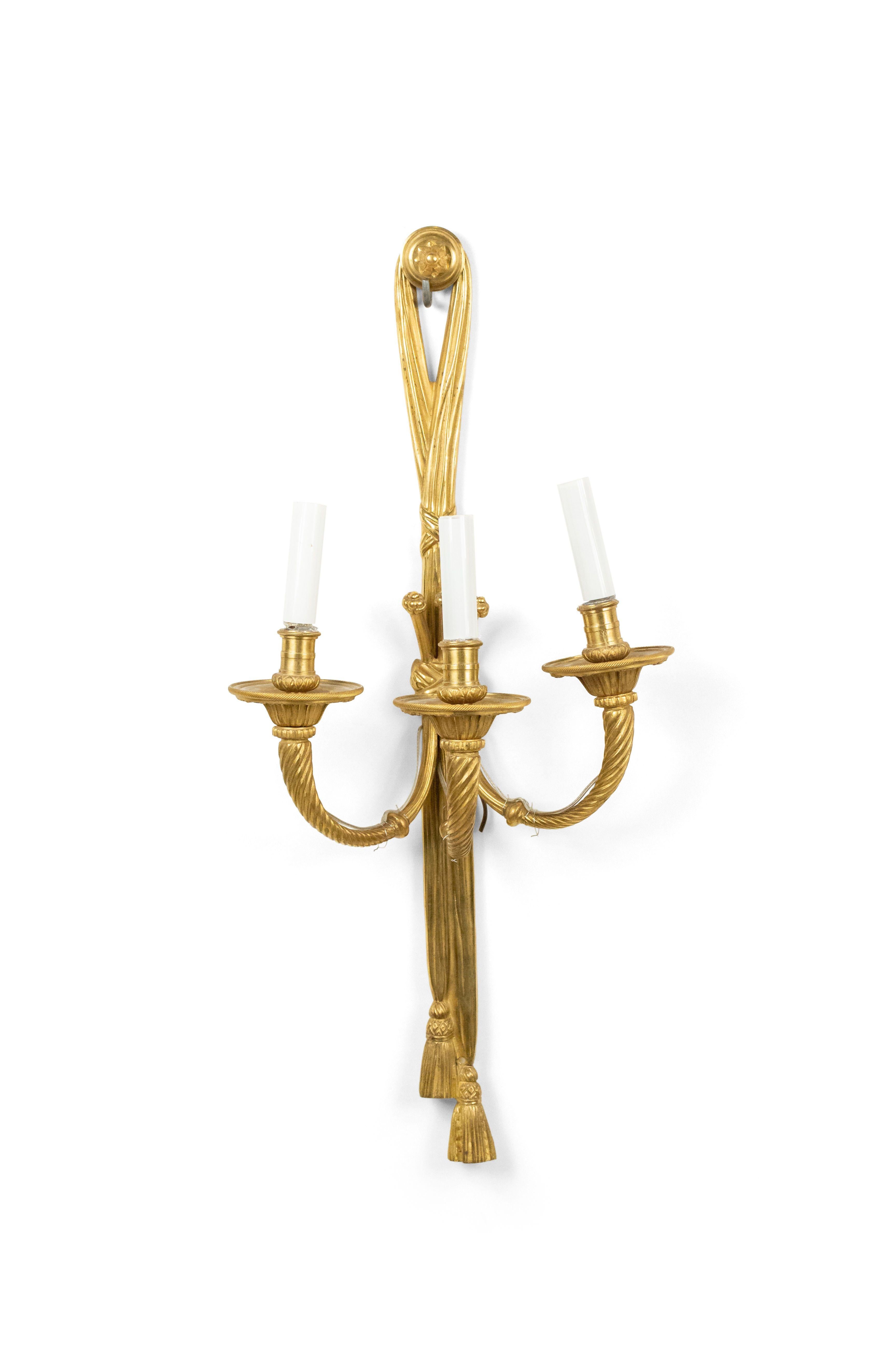French Louis XVI Style Bronze Dore Wall Sconces 3