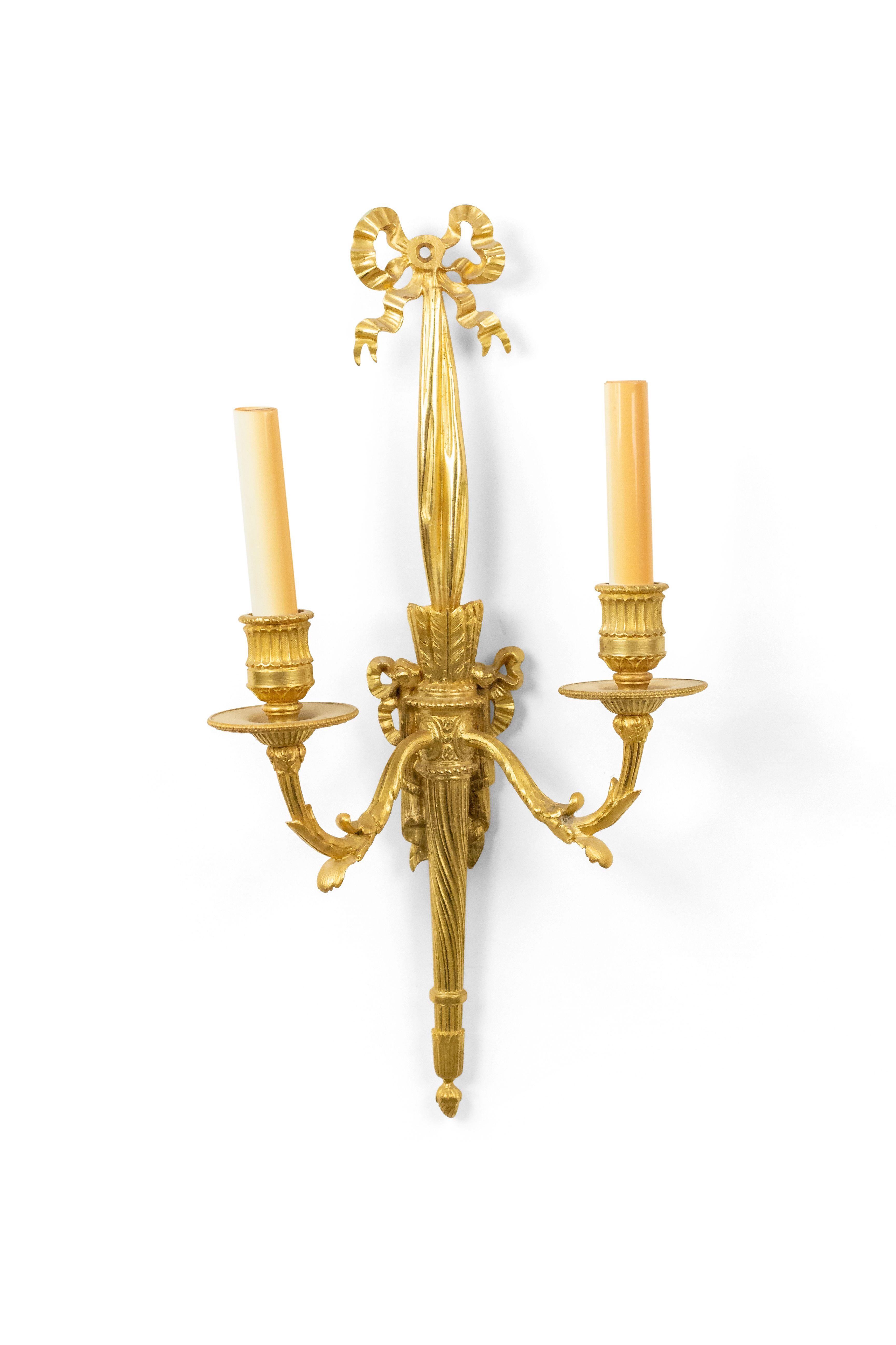 French Louis XVI Style Bronze Dore Wall Sconces For Sale 5