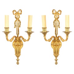 Antique French Louis XVI Style Bronze Dore Wall Sconces
