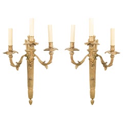 Antique French Louis XVI Style Bronze Dore Wall Sconces