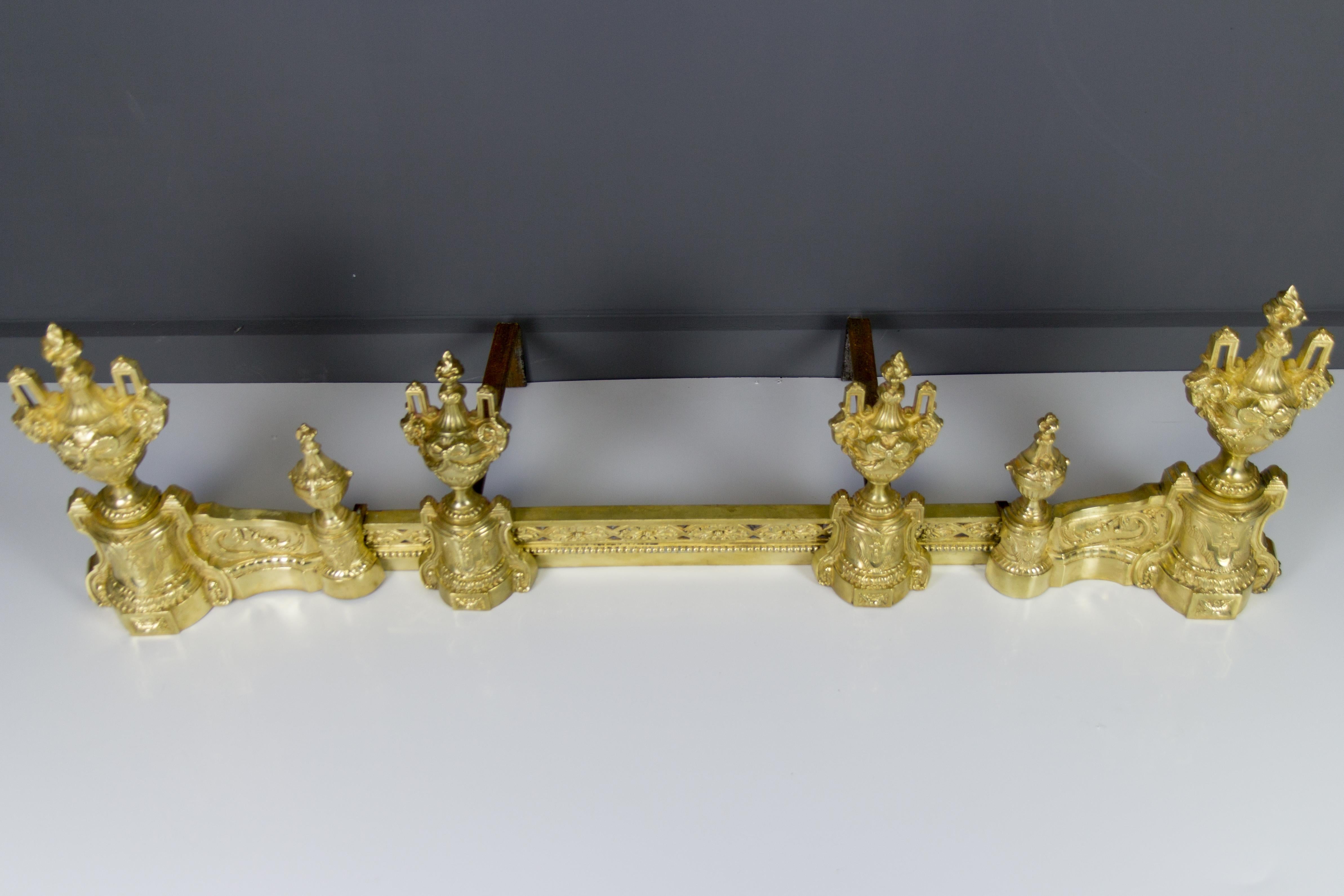 French Louis XVI Style Bronze Fireplace Set by Charles Casier, Late 19th Century For Sale 5