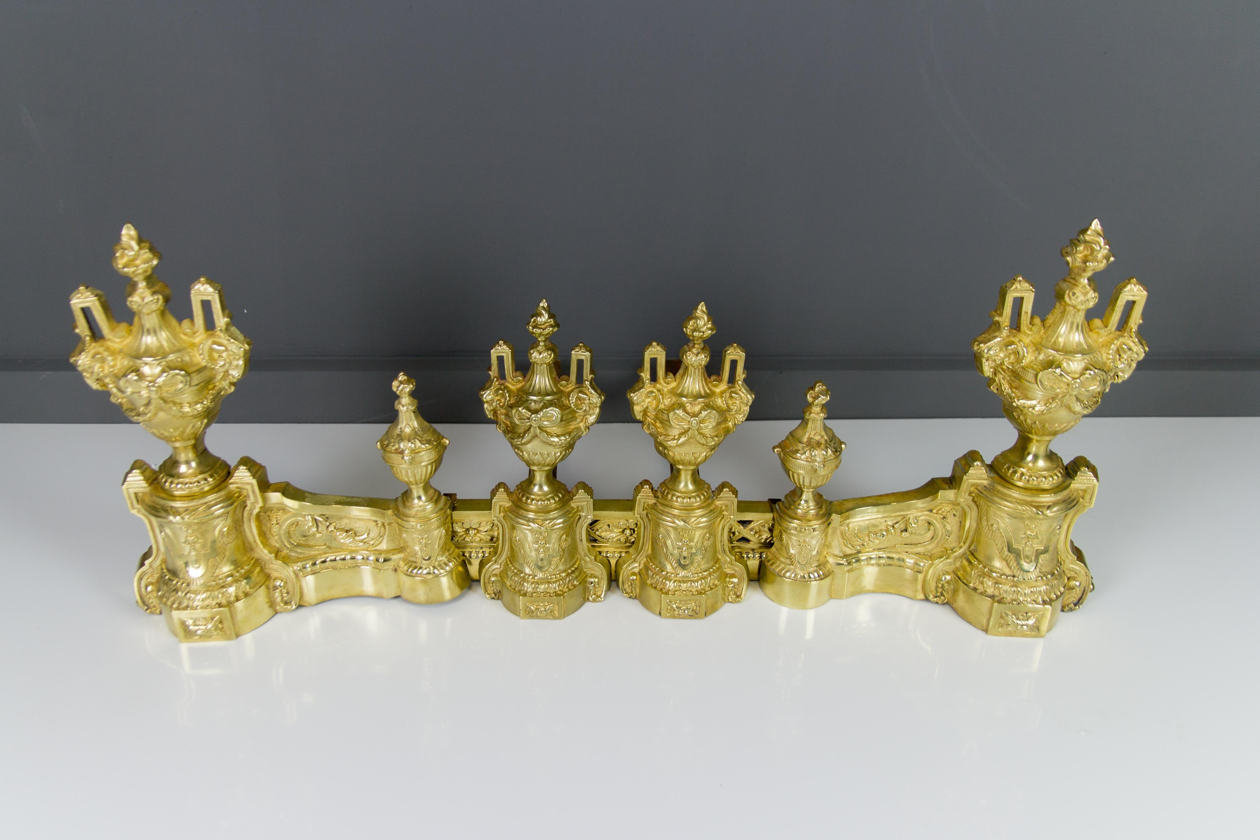 French Louis XVI Style Bronze Fireplace Set by Charles Casier, Late 19th Century For Sale 6