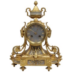 French Louis XVI Style Bronze Gilt and Alabaster Mantel Clock by Japy Frères