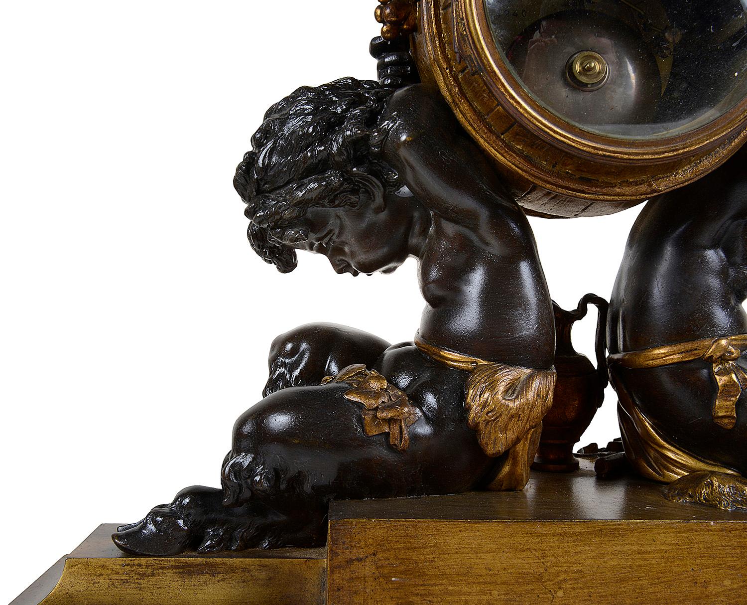 French Louis XVI Style Bronze Mantel Clock In Good Condition For Sale In Brighton, Sussex