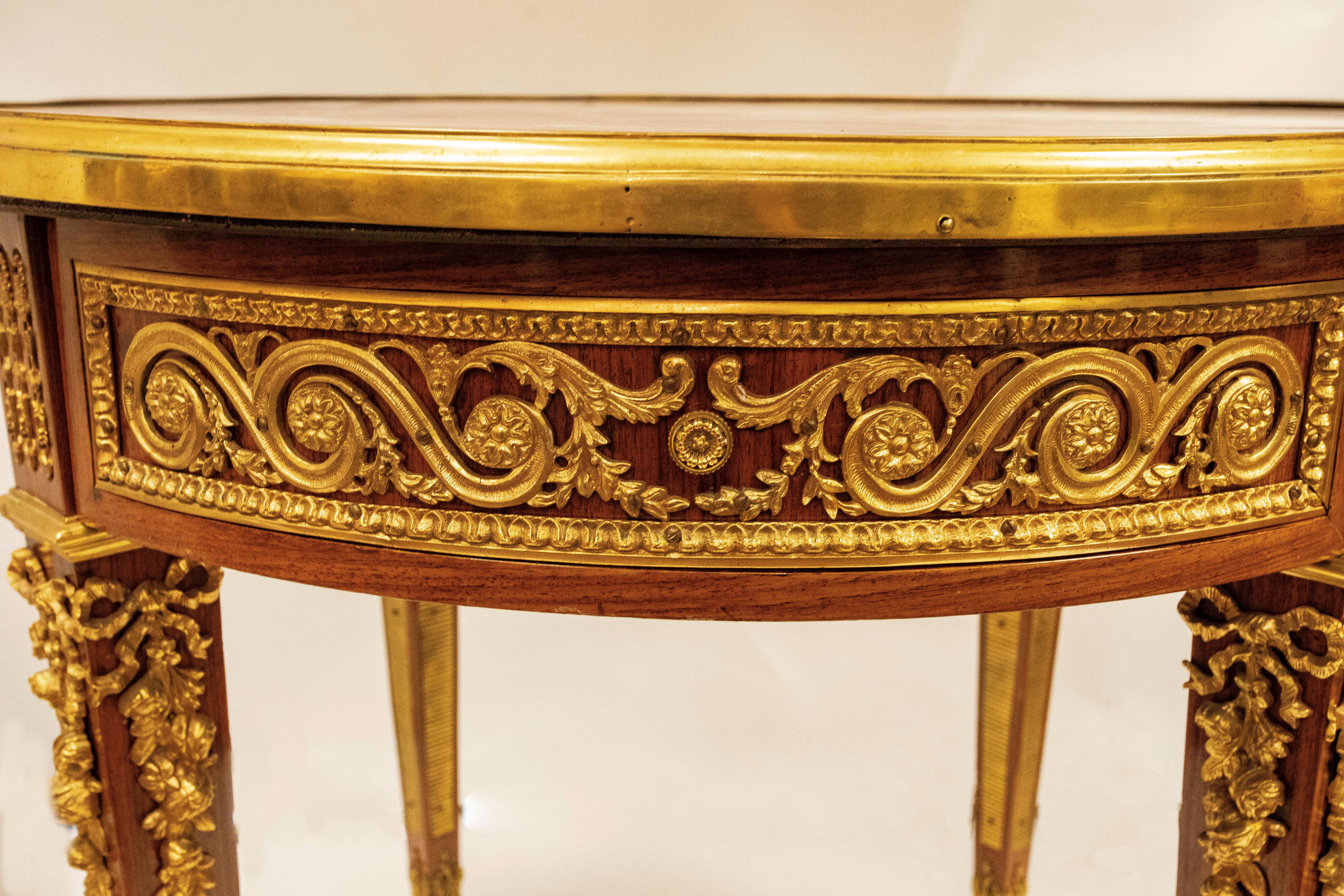 Gilt French Louis XVI Style Bronze Mounted Kingwood Centre Table