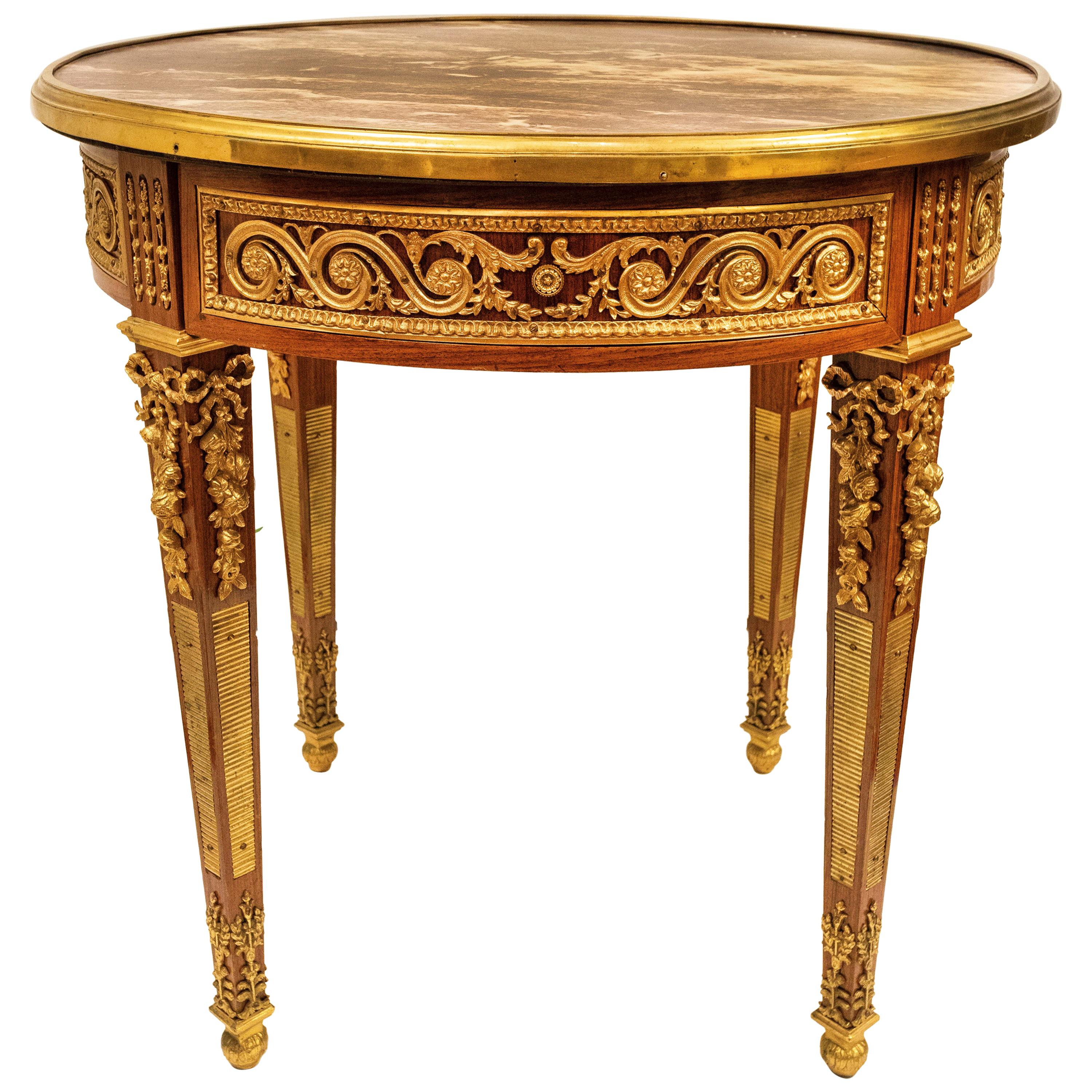 French Louis XVI Style Bronze Mounted Kingwood Centre Table