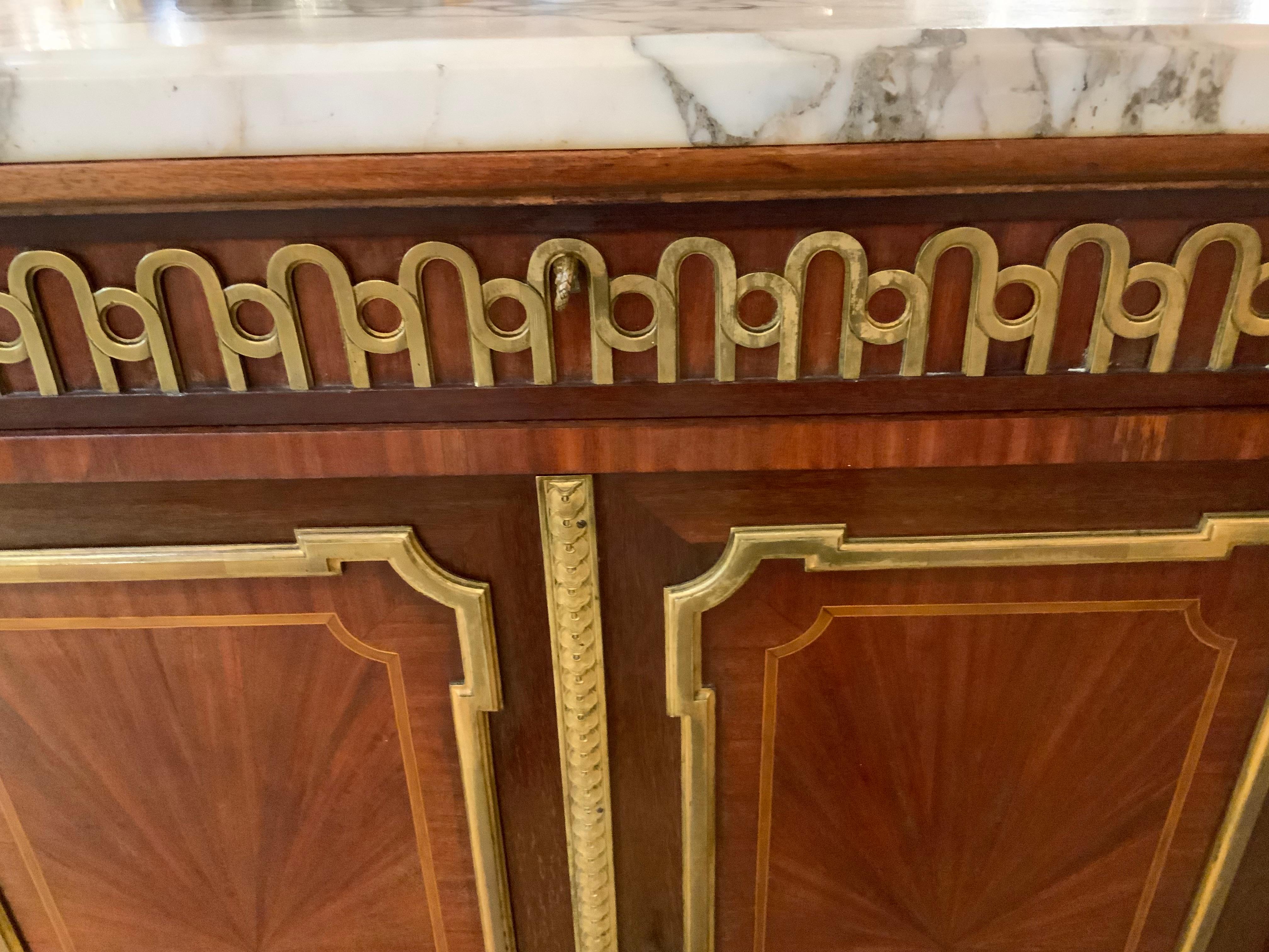 French Louis XVI style bronze mounted mahogany buffet/server, 19 th century For Sale 8