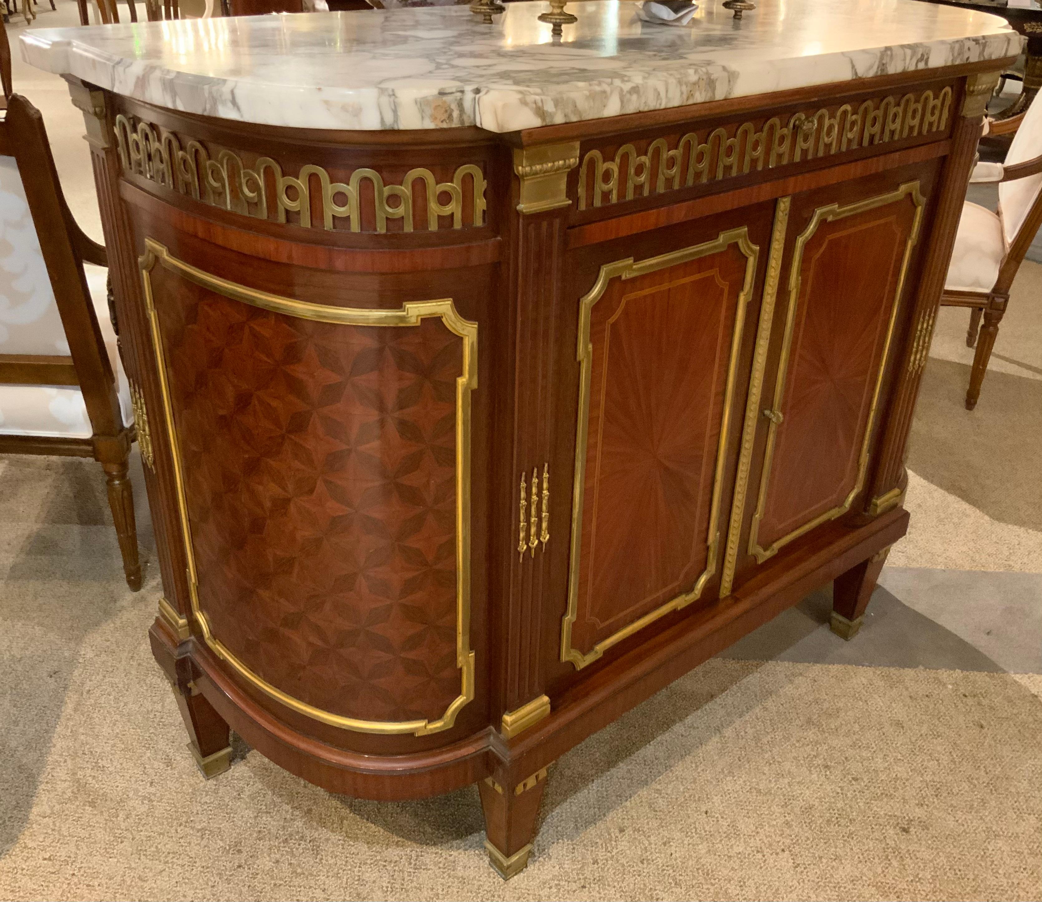French Louis XVI style bronze mounted mahogany buffet/server, 19 th century For Sale 9