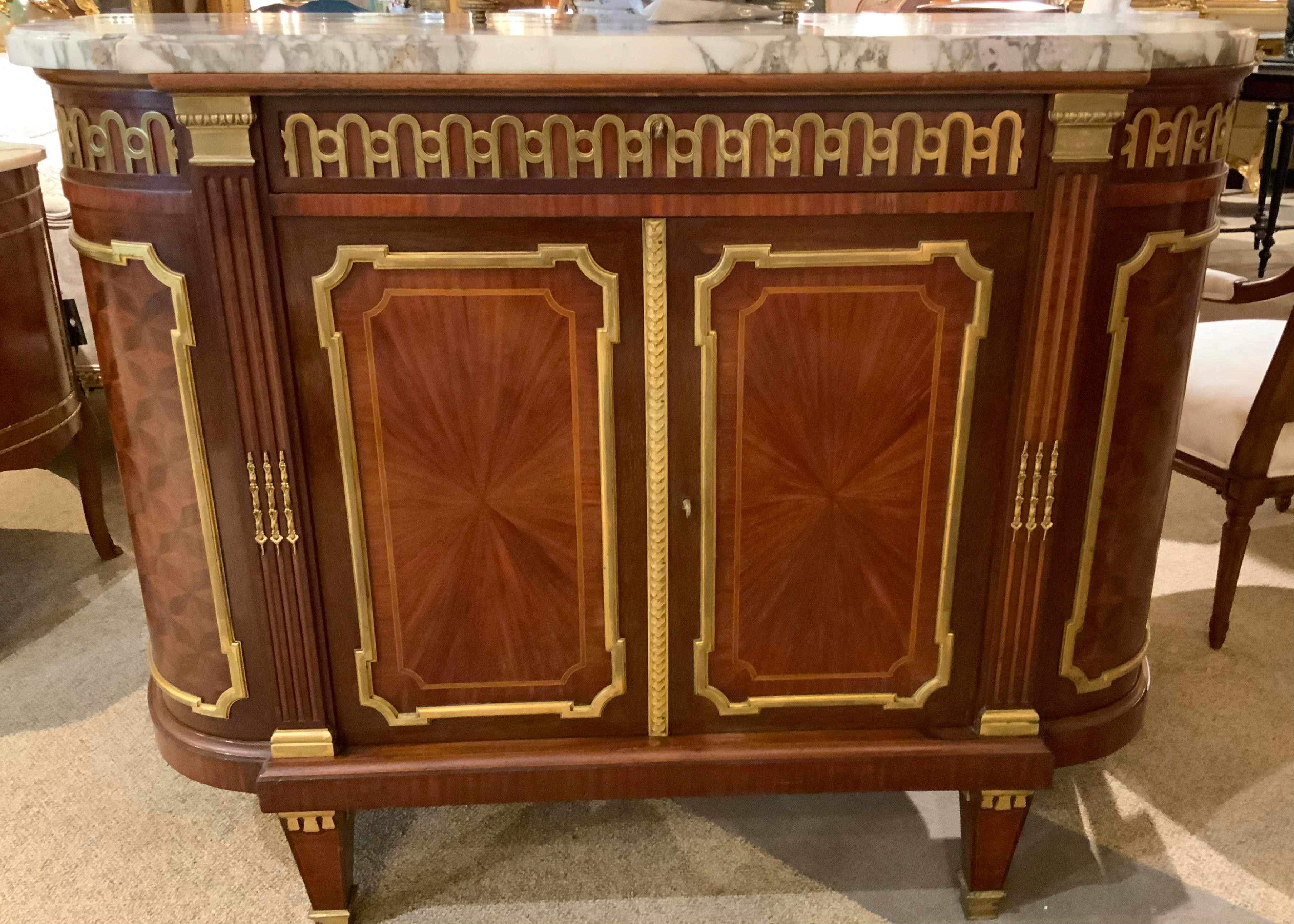 French Louis XVI style bronze mounted mahogany buffet/server, 19 th century For Sale 11