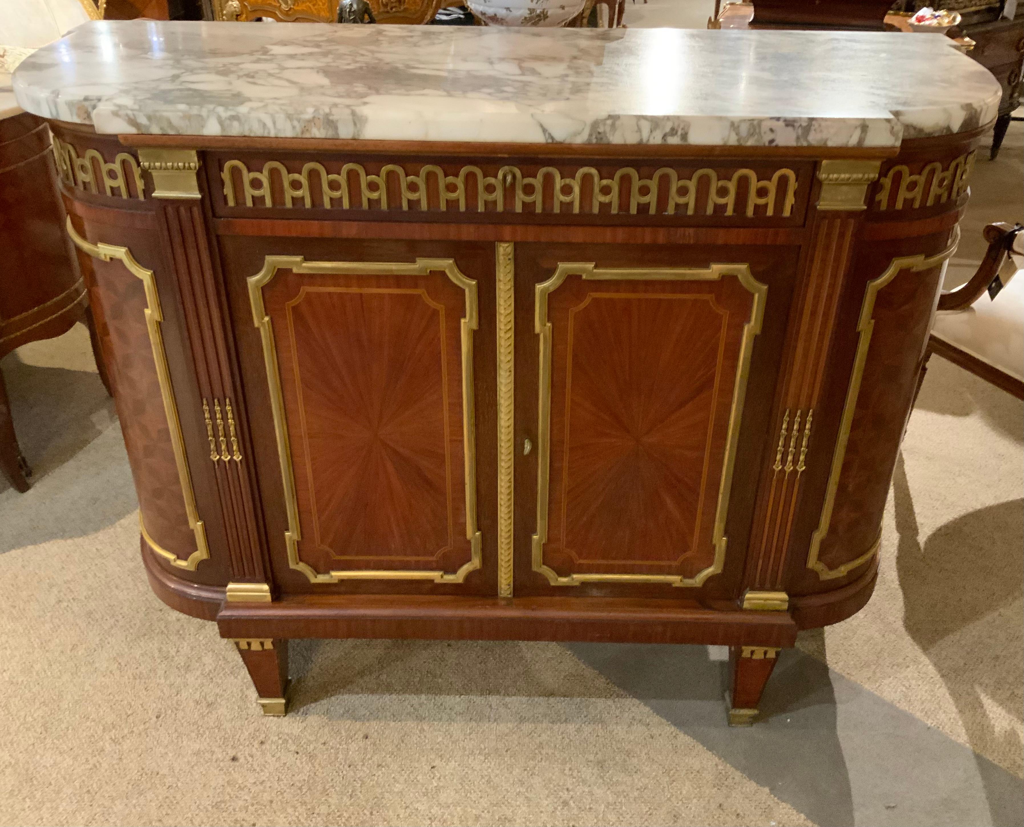 19th Century French Louis XVI style bronze mounted mahogany buffet/server, 19 th century For Sale