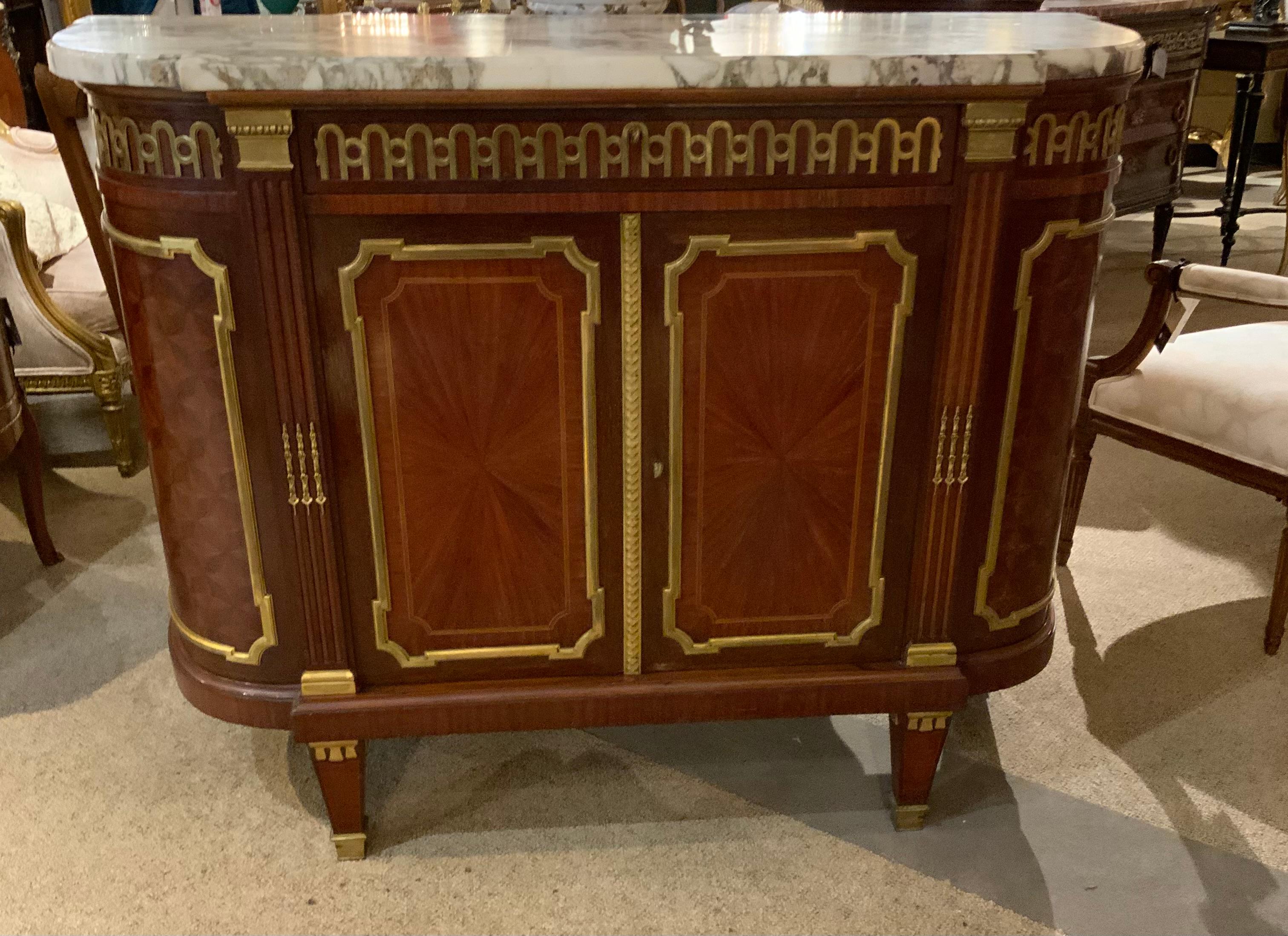 Mahogany French Louis XVI style bronze mounted mahogany buffet/server, 19 th century For Sale