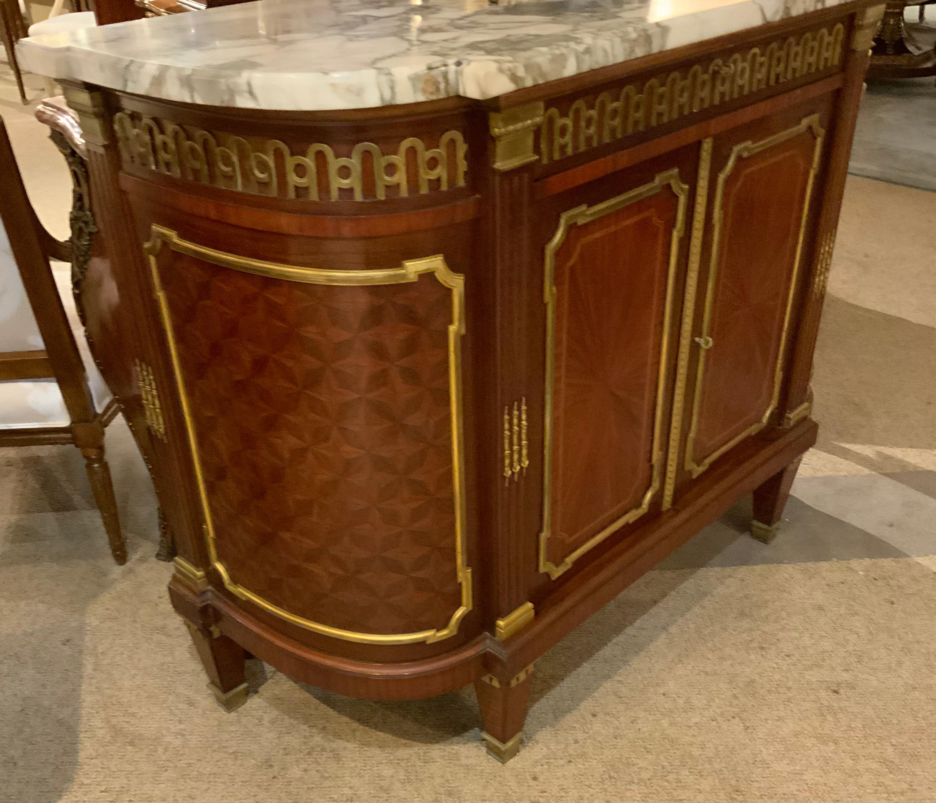 French Louis XVI style bronze mounted mahogany buffet/server, 19 th century For Sale 3