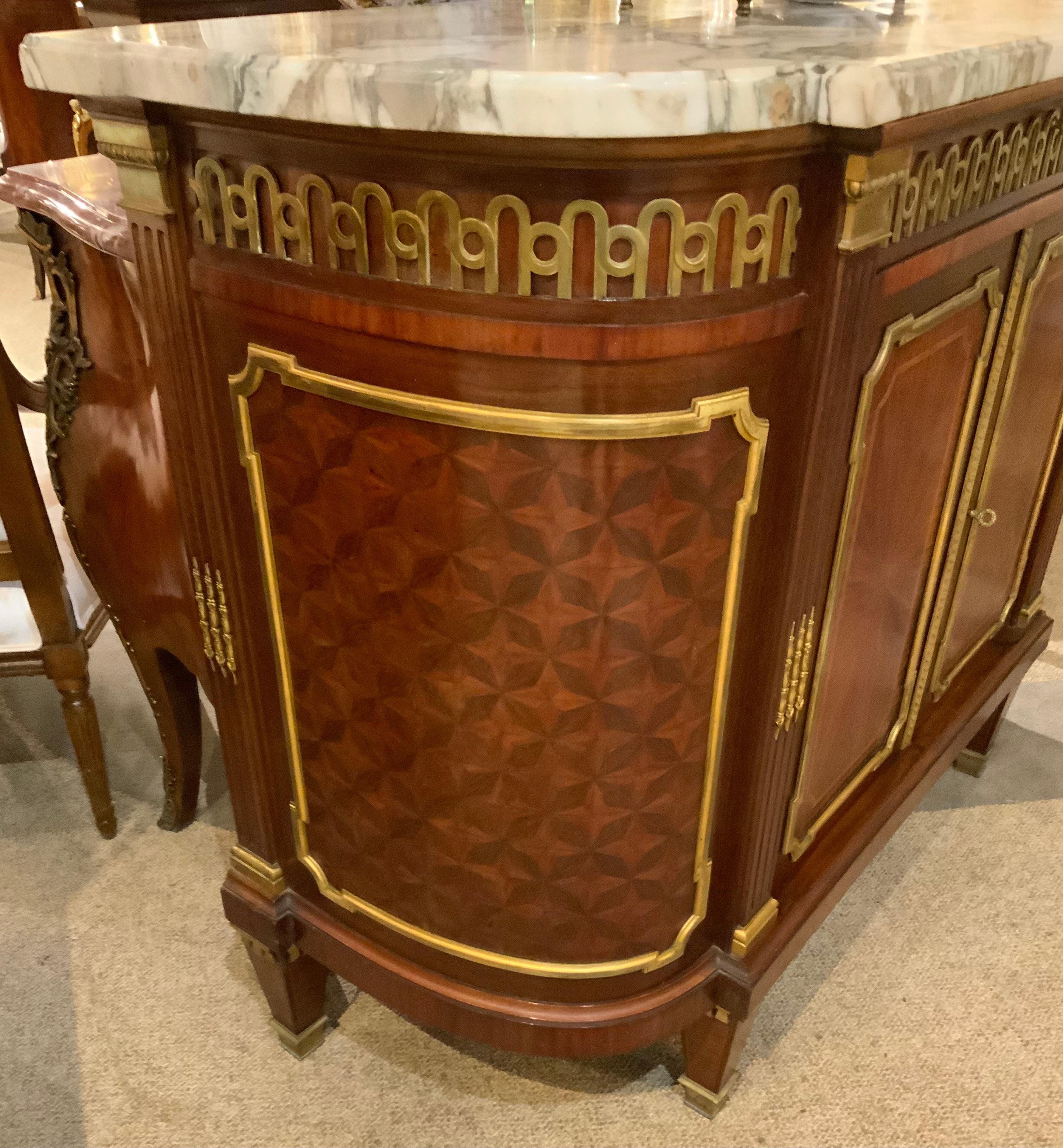 French Louis XVI style bronze mounted mahogany buffet/server, 19 th century For Sale 4
