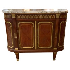 Antique French Louis XVI style bronze mounted mahogany buffet/server, 19 th century