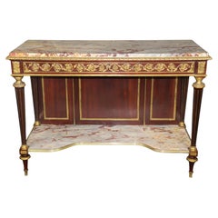 Console de style Louis XVI, avec plateau en marbre et montures en bronze, signée Henri Dasson