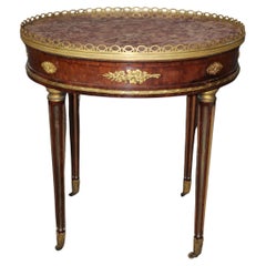 French Louis XVI Style Bronze Ormolu Marble Top End Table Attributed to Mercier