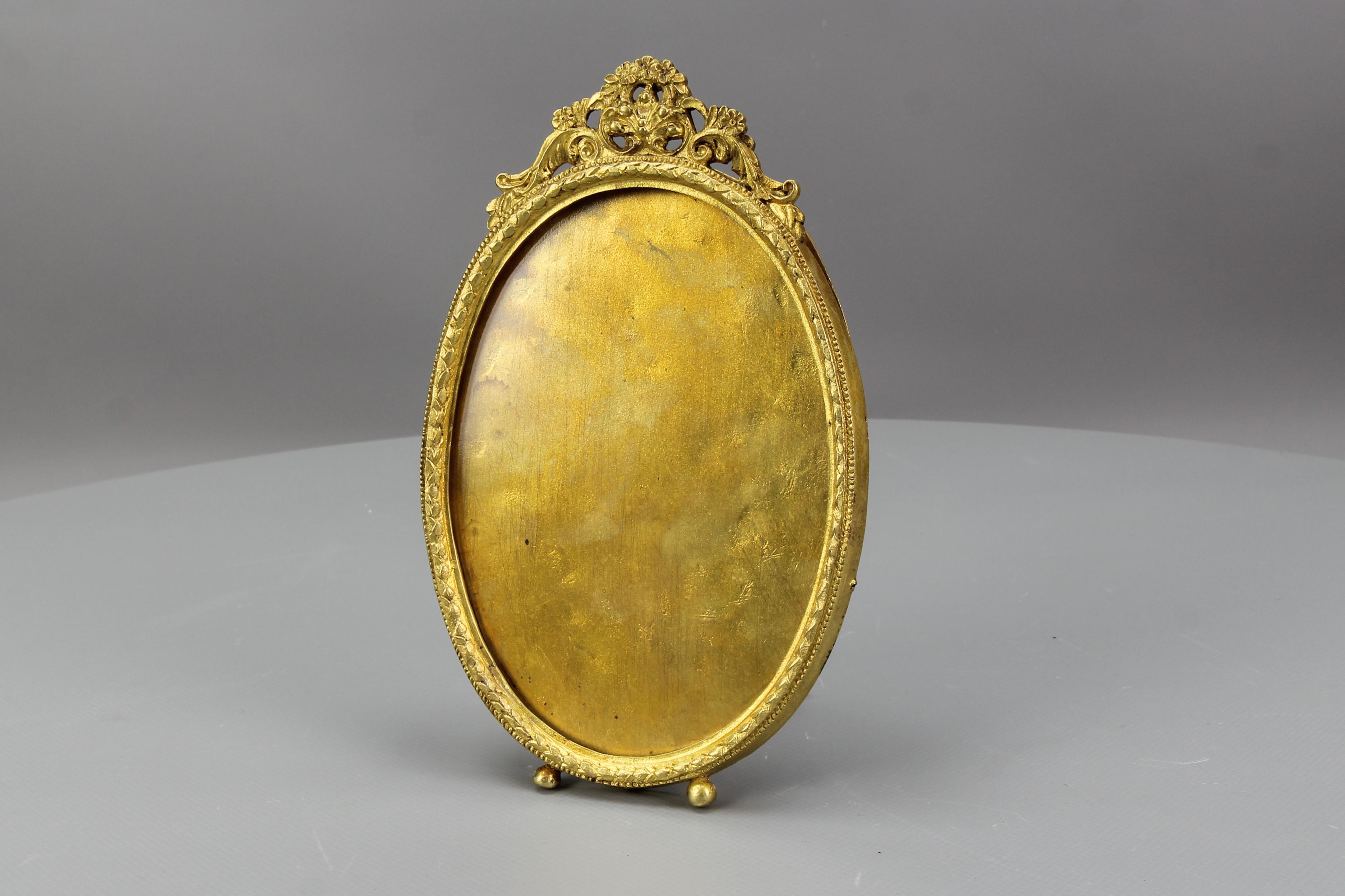 French Louis XVI Style Bronze Oval Desktop Picture Frame, ca 1900 For Sale 10