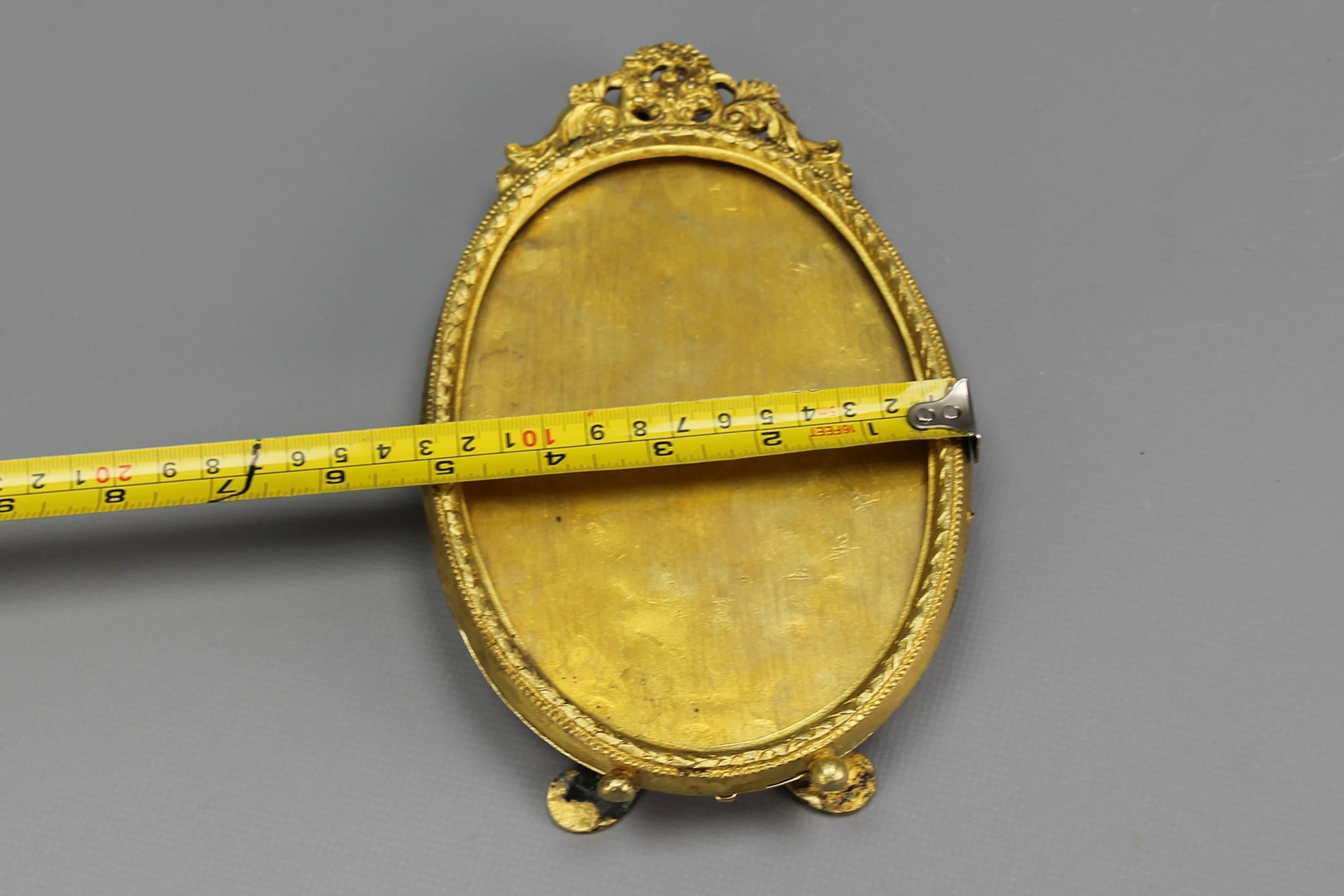 French Louis XVI Style Bronze Oval Desktop Picture Frame, ca 1900 For Sale 11