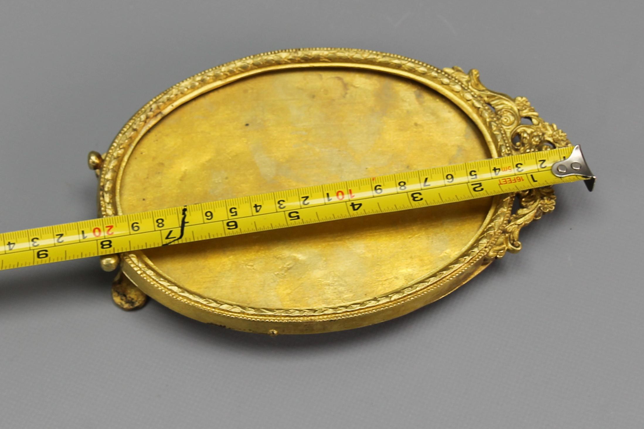 French Louis XVI Style Bronze Oval Desktop Picture Frame, ca 1900 For Sale 12