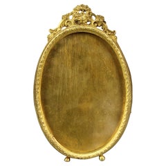 Antique French Louis XVI Style Bronze Oval Desktop Picture Frame, ca 1900